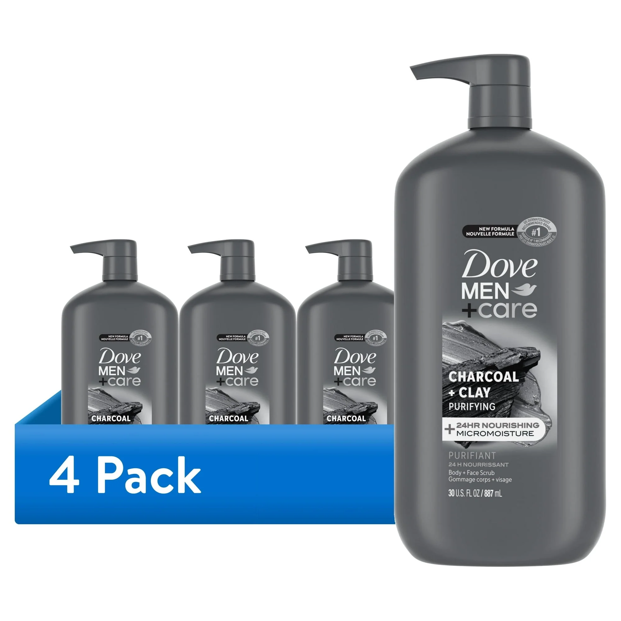 Dove Men+Care Purifying Hydrating Face & Body Wash for Men Charcoal & Clay, 30 oz - Image 9