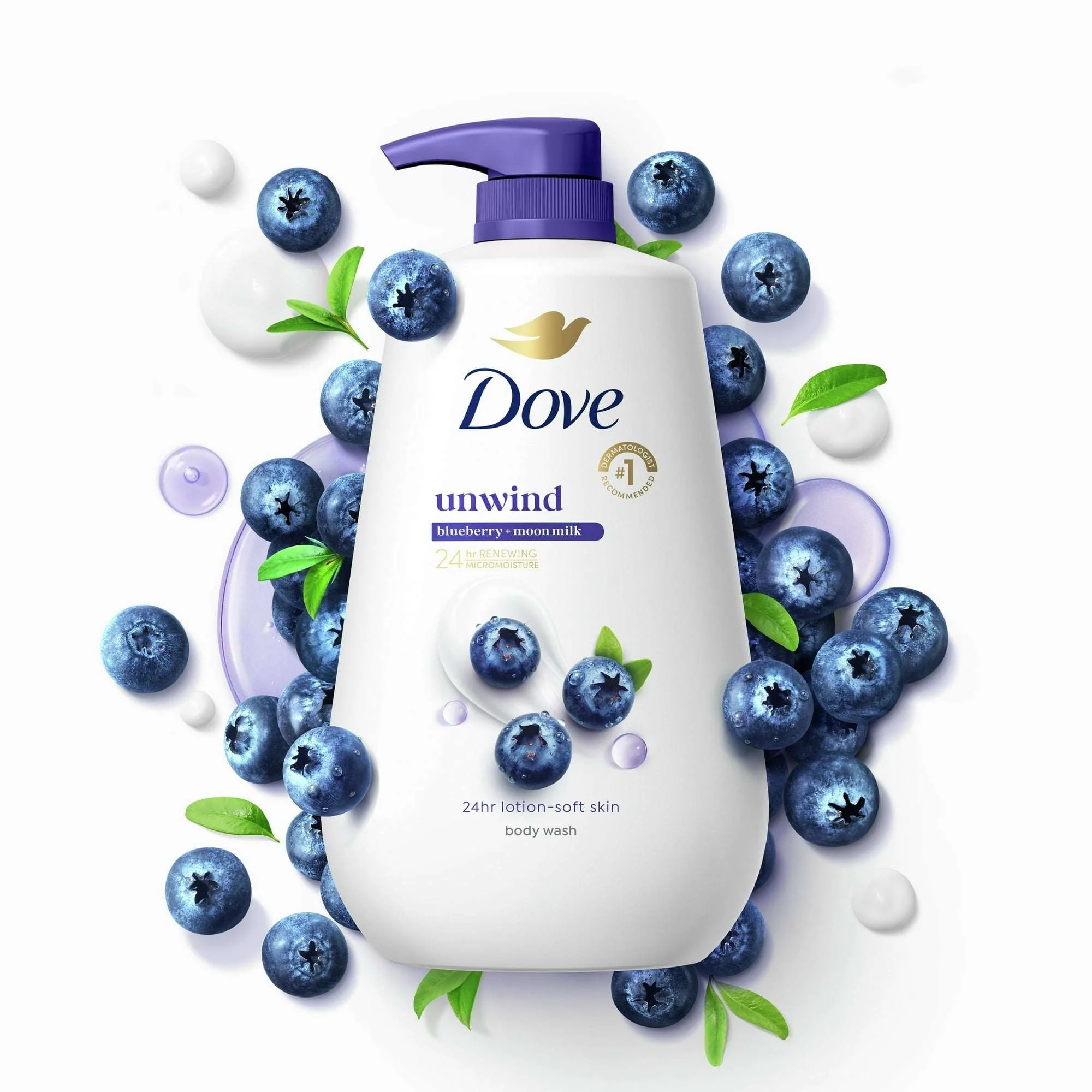 Dove Moisturizing Body Wash Unwind Blueberry & Moon Milk, 30.6 oz - Image 11