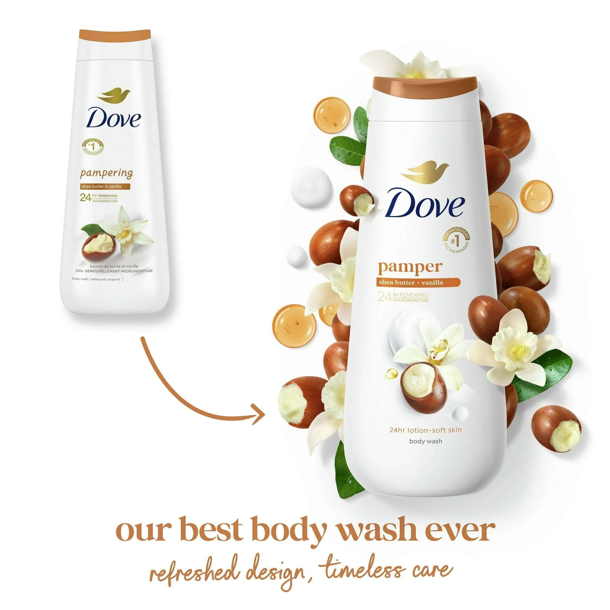 Dove Pampering Shea Butter & Warm Vanilla Liquid Body Wash, 20 oz - Image 3