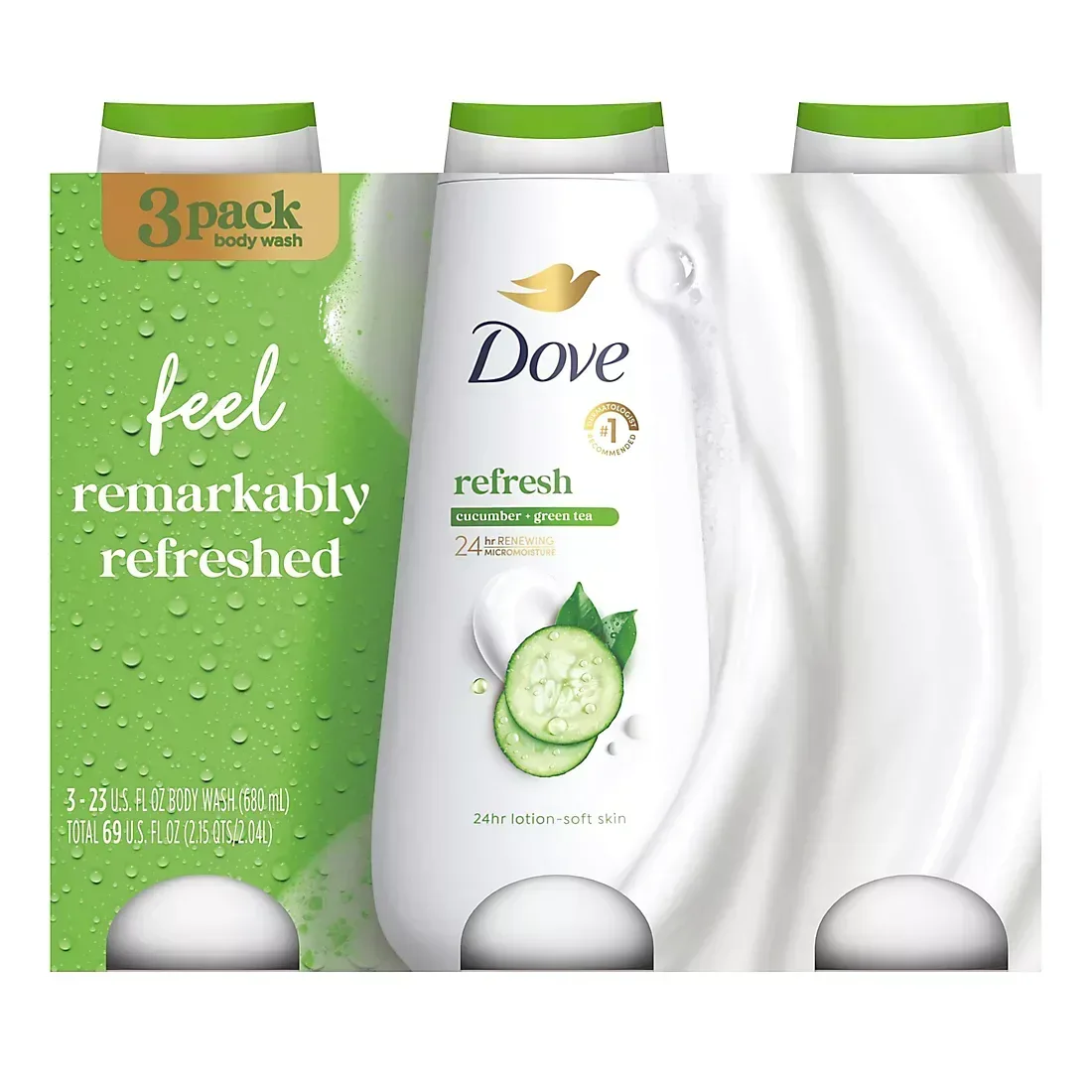 Dove Refreshing Cucumber & Green Tea Body Wash, 3 pk./23 oz.