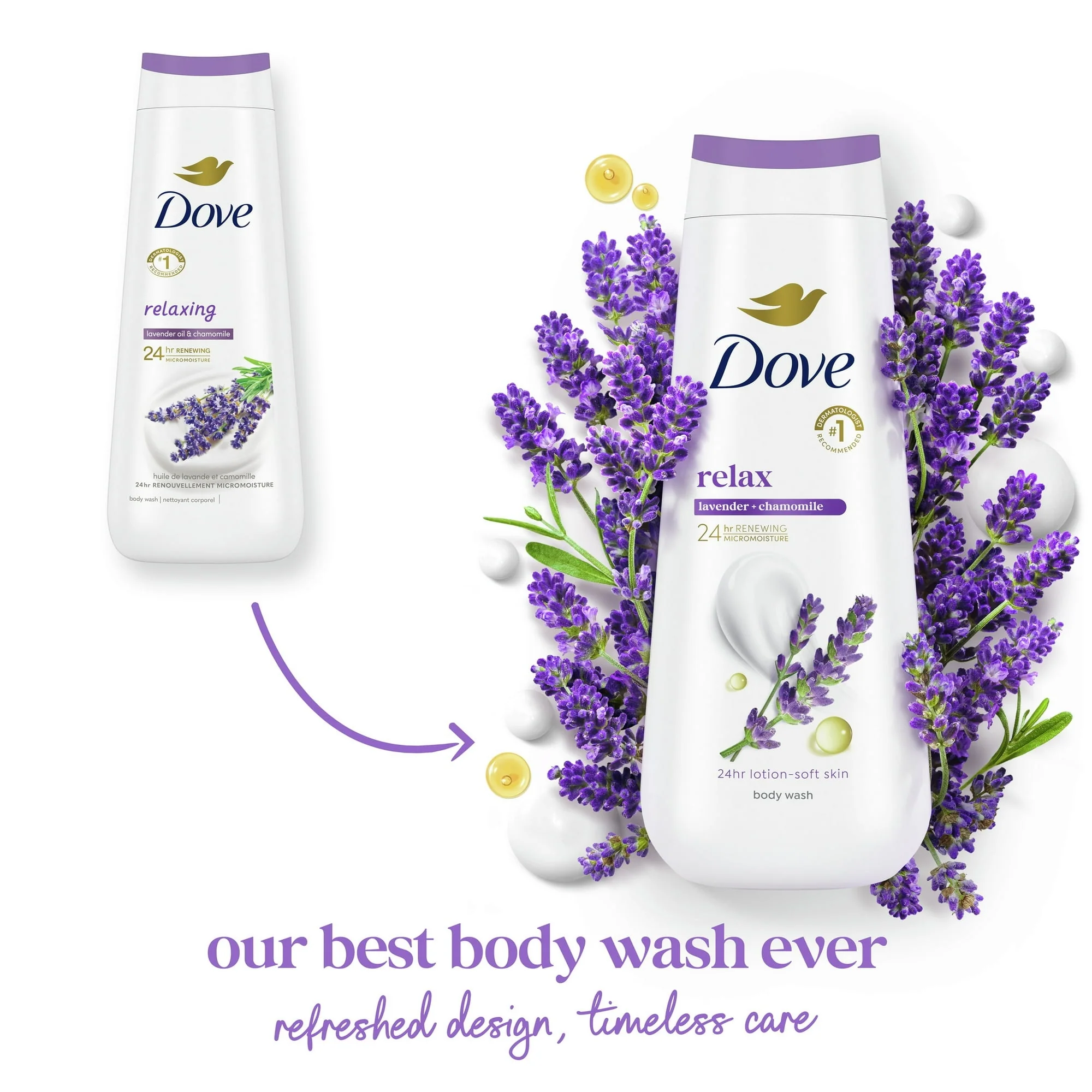 Dove Relaxing Body Wash for Women Lavender Oil & Chamomile Cleanser, 20 oz - Image 3