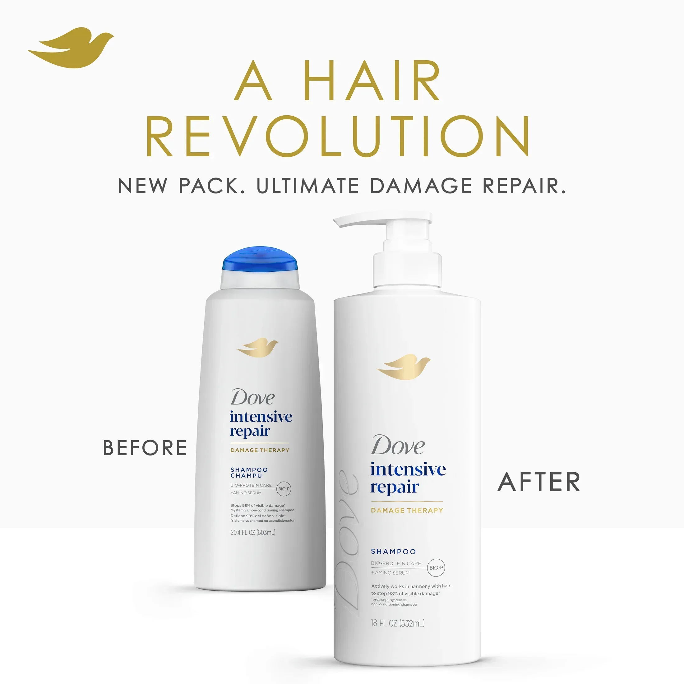 Dove Shampoo Intensive Repair with Bio-Protein Care Technology & Amino Serum, 18 oz - Image 3