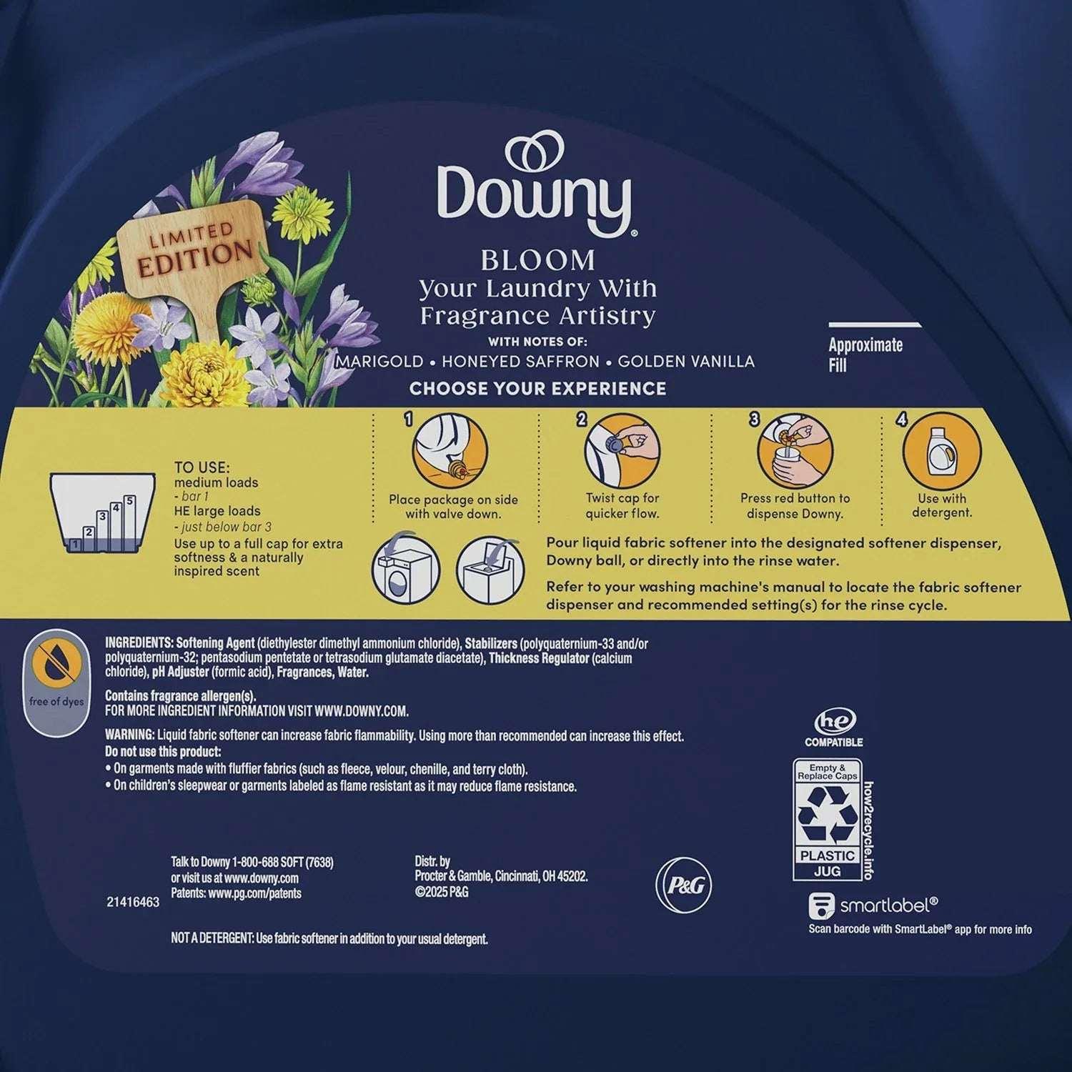 Downy Boutique Botanicals Limited Edition, Liquid Fabric Softener, Bloom, 164 loads, 111 fl. oz. - Image 2