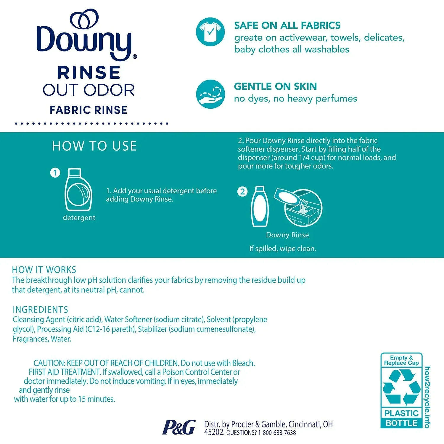 Downy Rinse Laundry Odor Remover, Cool Cotton, 87.5 fl. oz. - Image 2