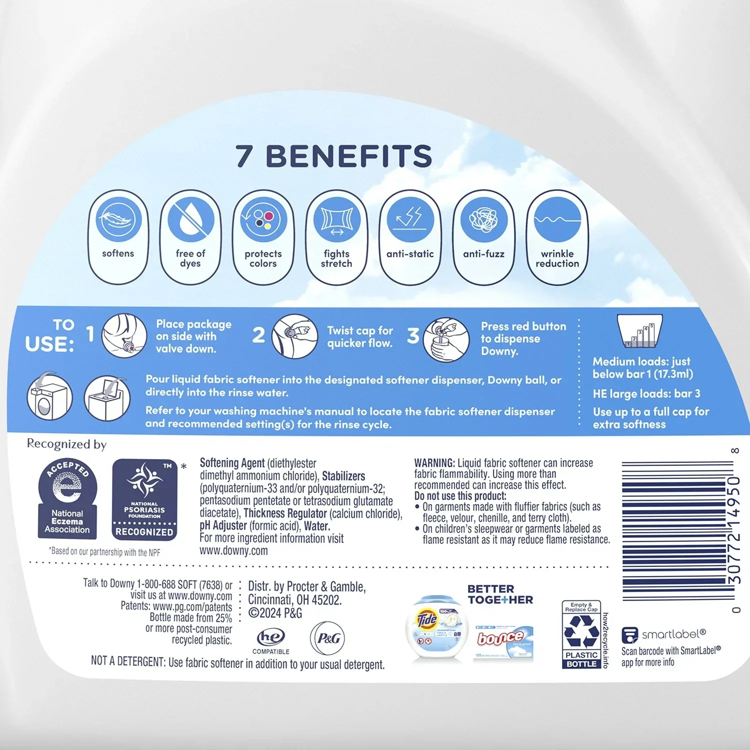 Downy Soft Free & Gentle Liquid Fabric Softener, 257 loads, 150 fl. oz. - Image 2