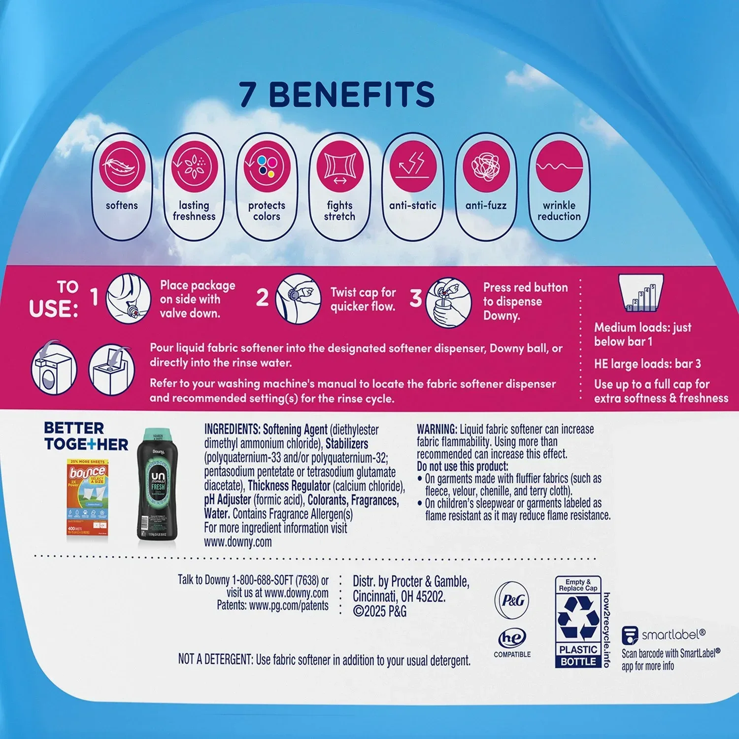Downy Soft & Fresh Liquid Fabric Softener, April Fresh, 257 loads, 150 fl. oz. - Image 2