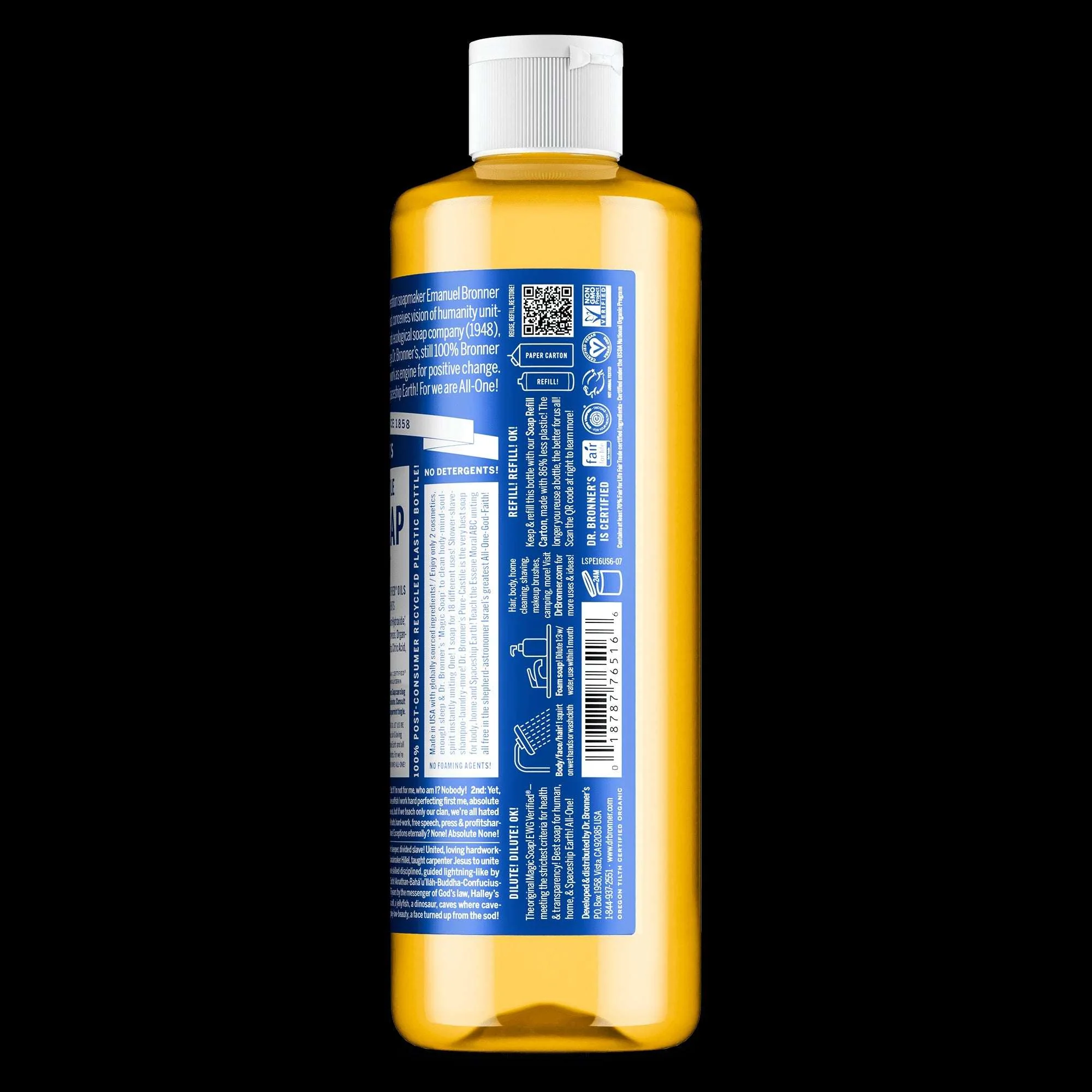 Dr. Bronner's Magic Soap - Peppermint- Pure-Castile Liquid Soap - 16 fl oz – for Face, Body Wash, Hands - Image 3