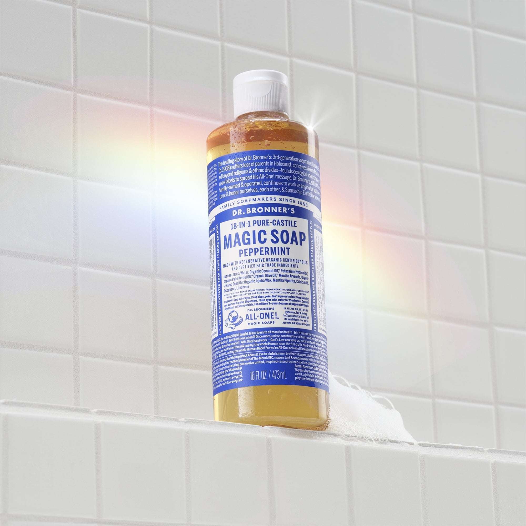 Dr. Bronner's Magic Soap - Peppermint- Pure-Castile Liquid Soap - 16 fl oz – for Face, Body Wash, Hands - Image 4