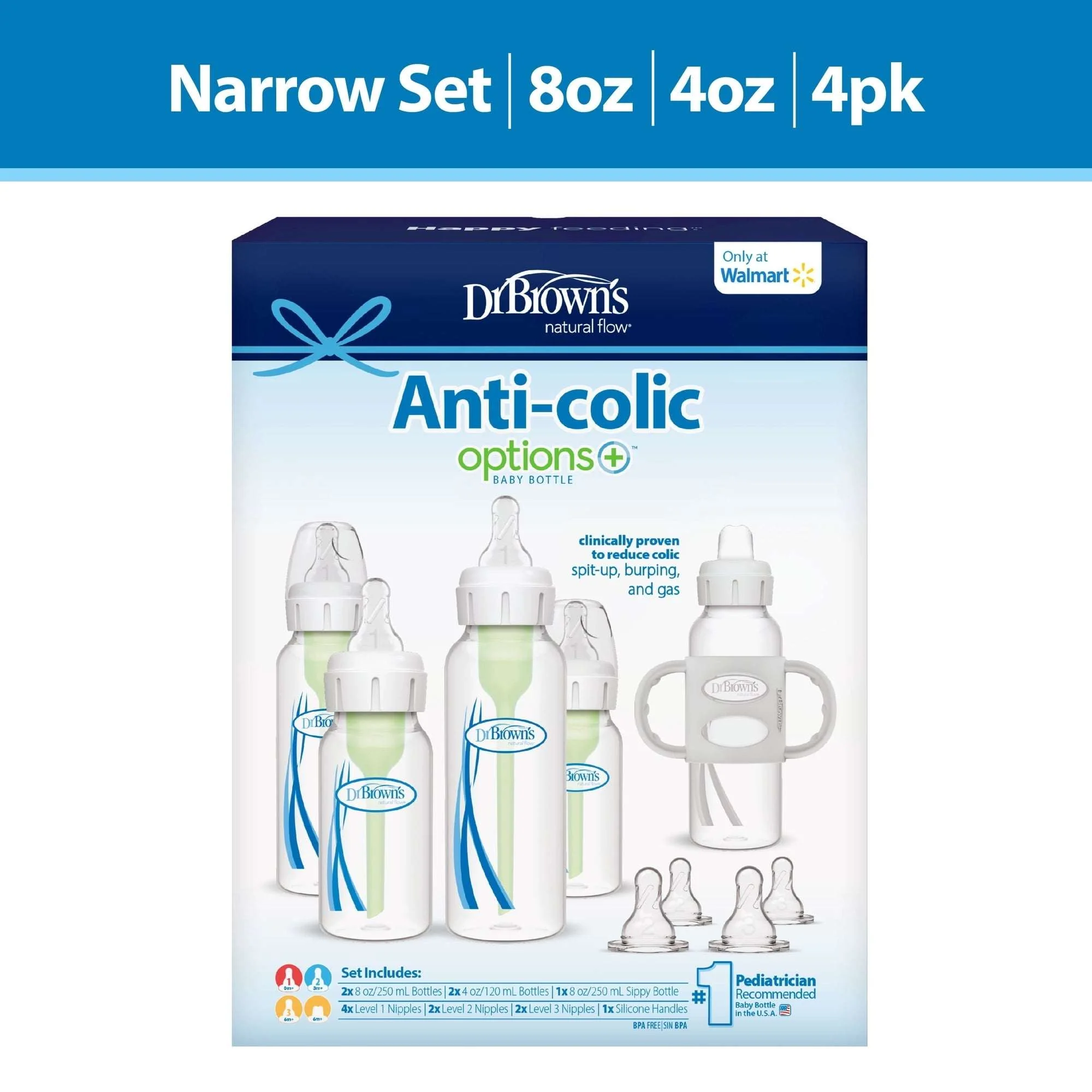 Dr. Brown's Natural Flow Anti-Colic Options+ First Year Baby Bottle Gift Set, Gray, BPA free, 0m+