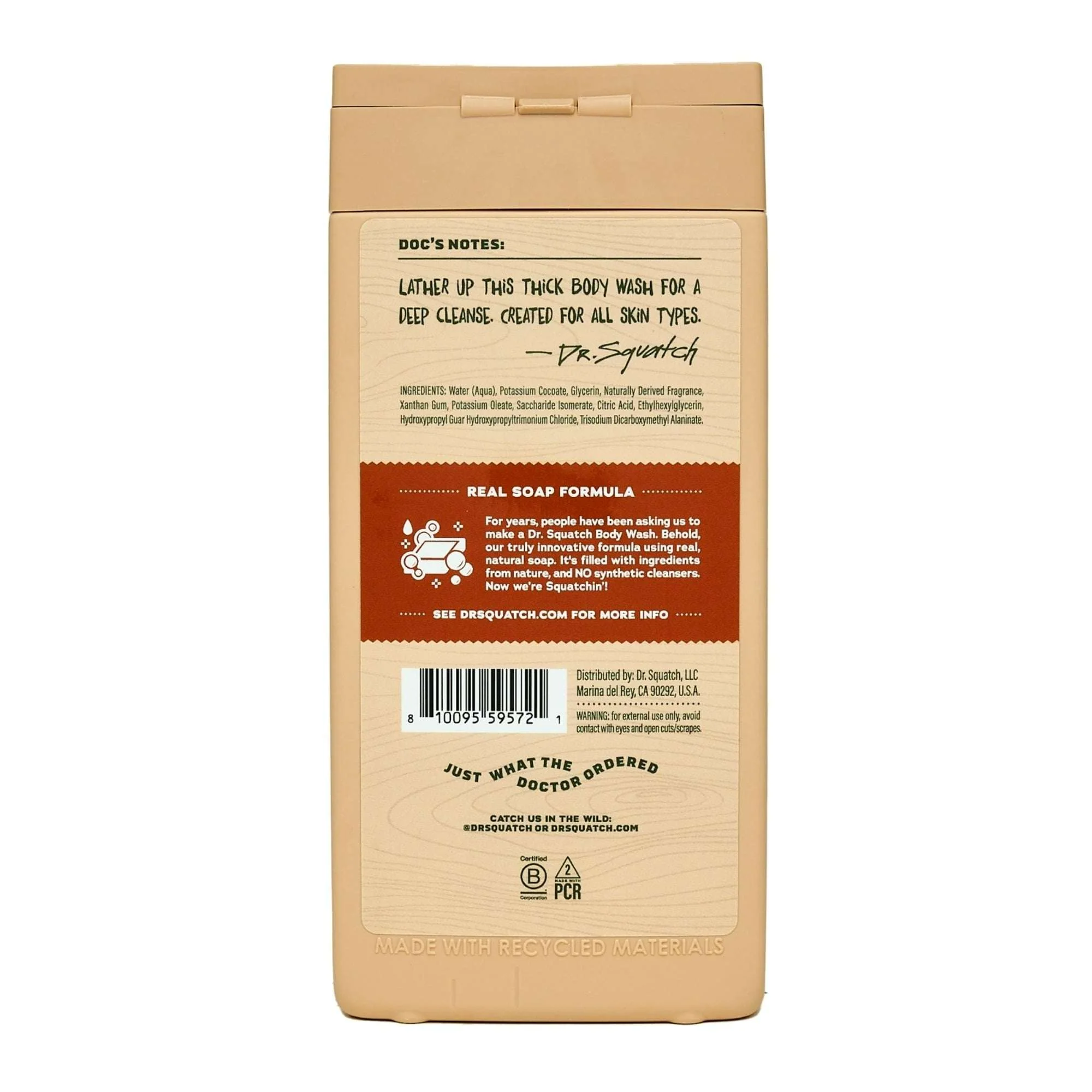 Dr. Squatch Wood Barrel Bourbon Natural Body Wash for Men, 14 fl oz - Image 3