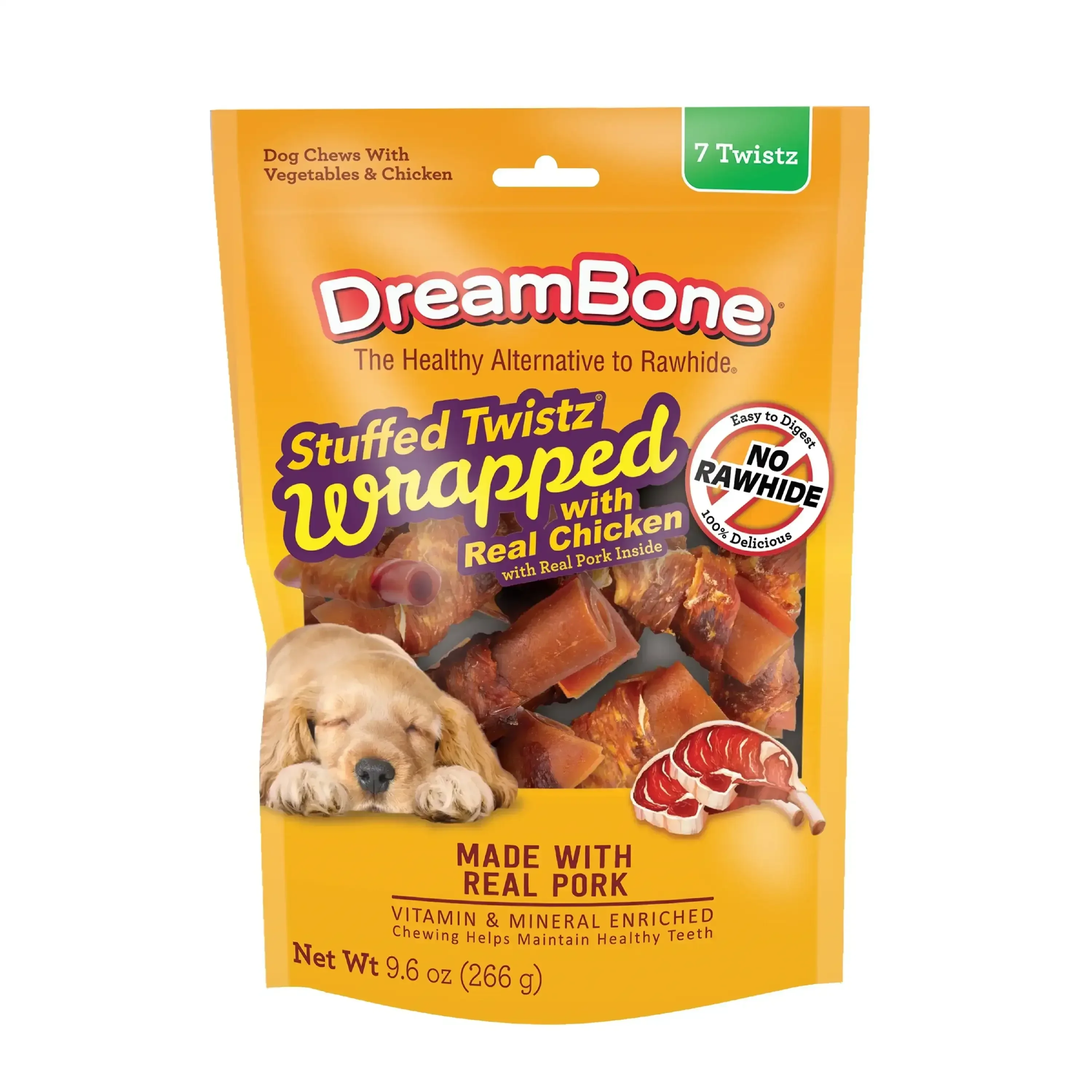 DreamBone Stuffed Twists Rawhide-Free Dog Chews with Real Pork Wrapped with Chicken, 7 Count - Image 11