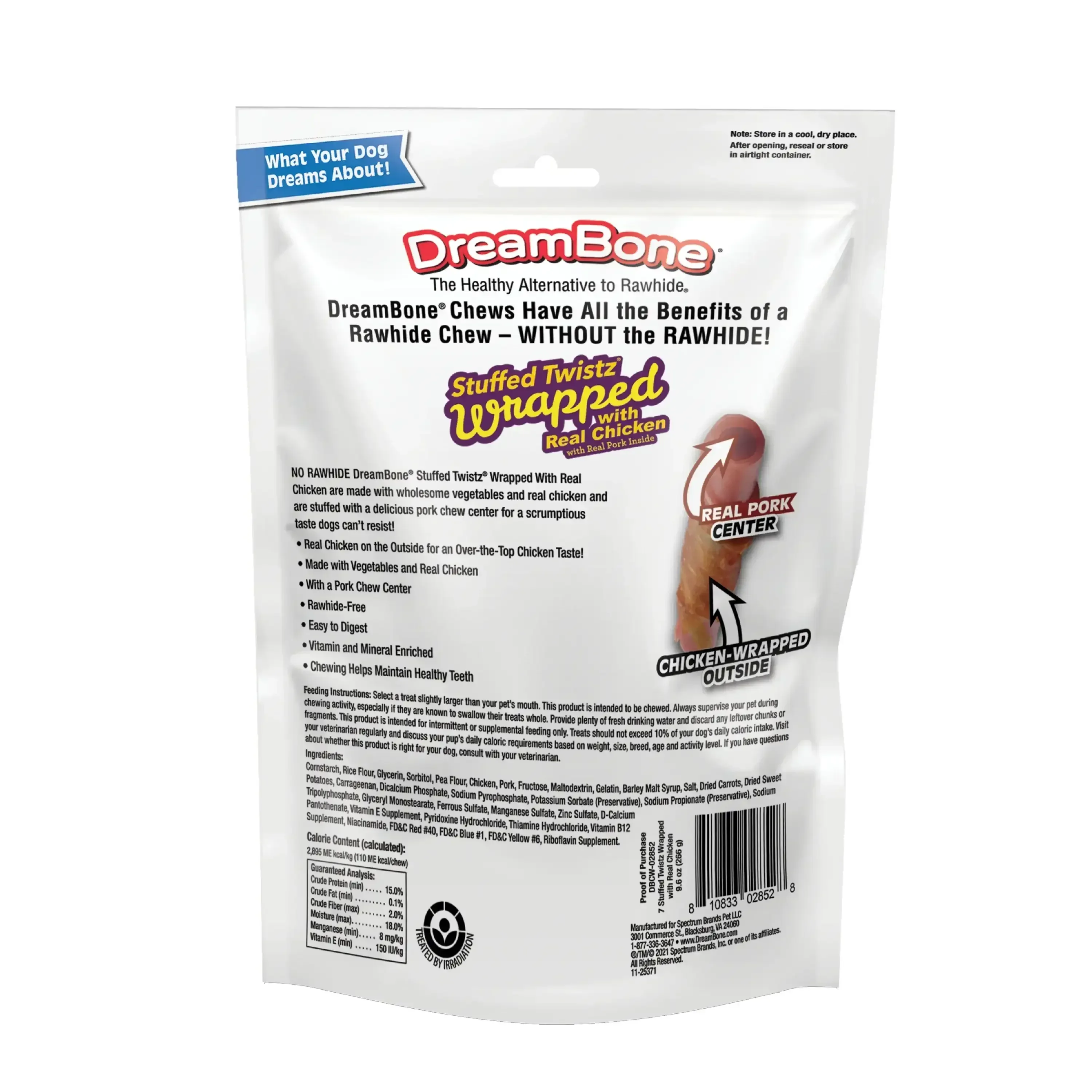 DreamBone Stuffed Twists Rawhide-Free Dog Chews with Real Pork Wrapped with Chicken, 7 Count - Image 3