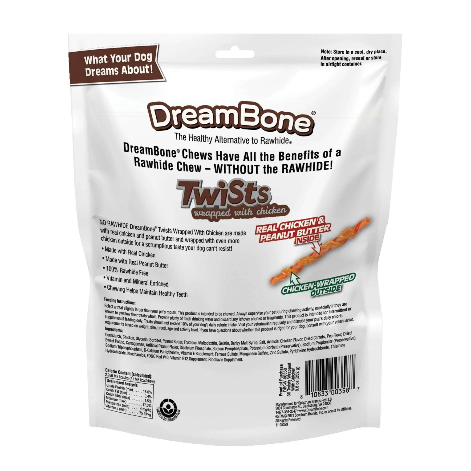 DreamBone Twists Wrapped With Chicken, Made With Real Peanut Butter, No-Rawhide Chews For Dogs, 36 Sticks - Image 2