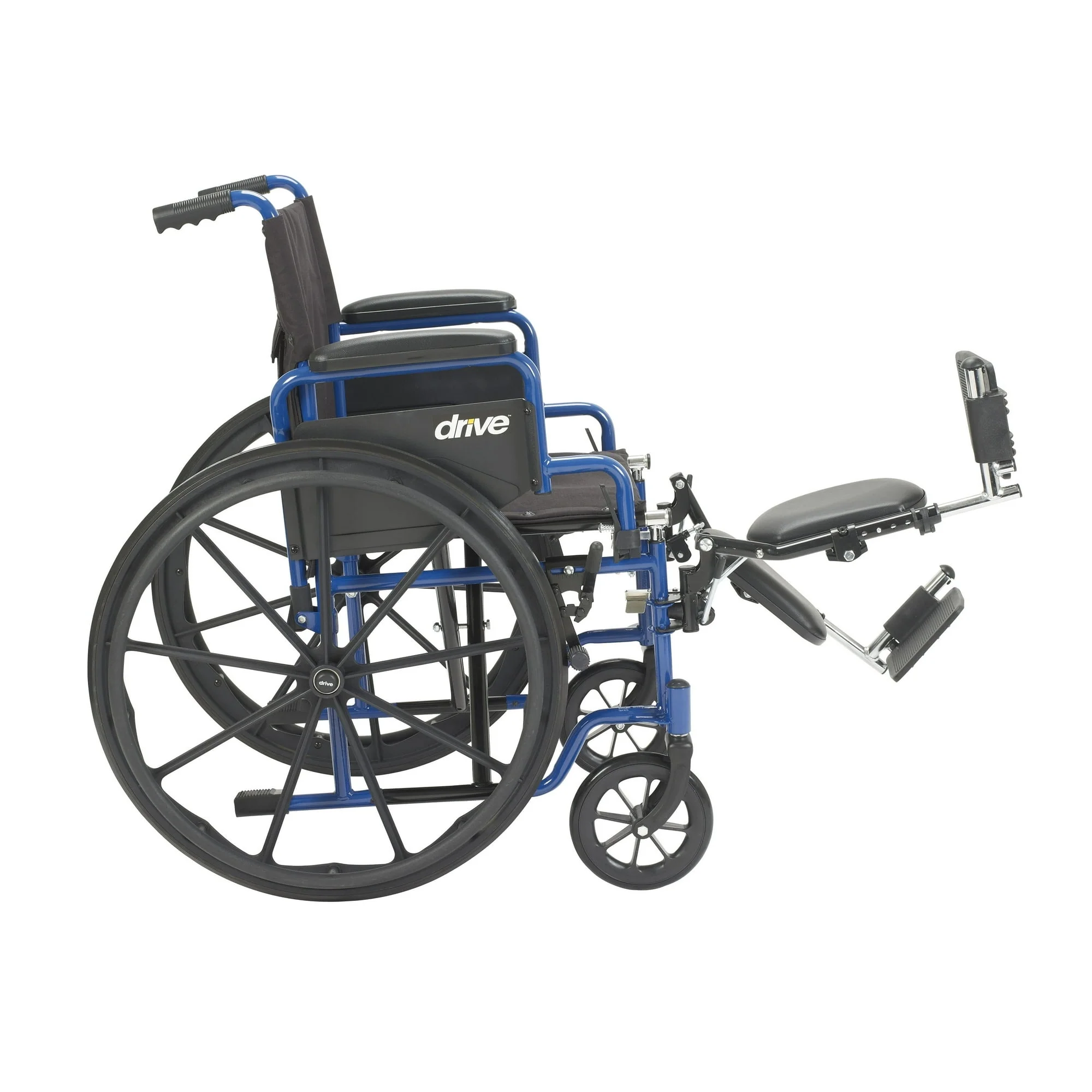 Drive Medical Blue Streak Wheelchair with Flip Back Desk Arms and Elevating Leg Rests, 20" Seat, Steel Frame - Image 2