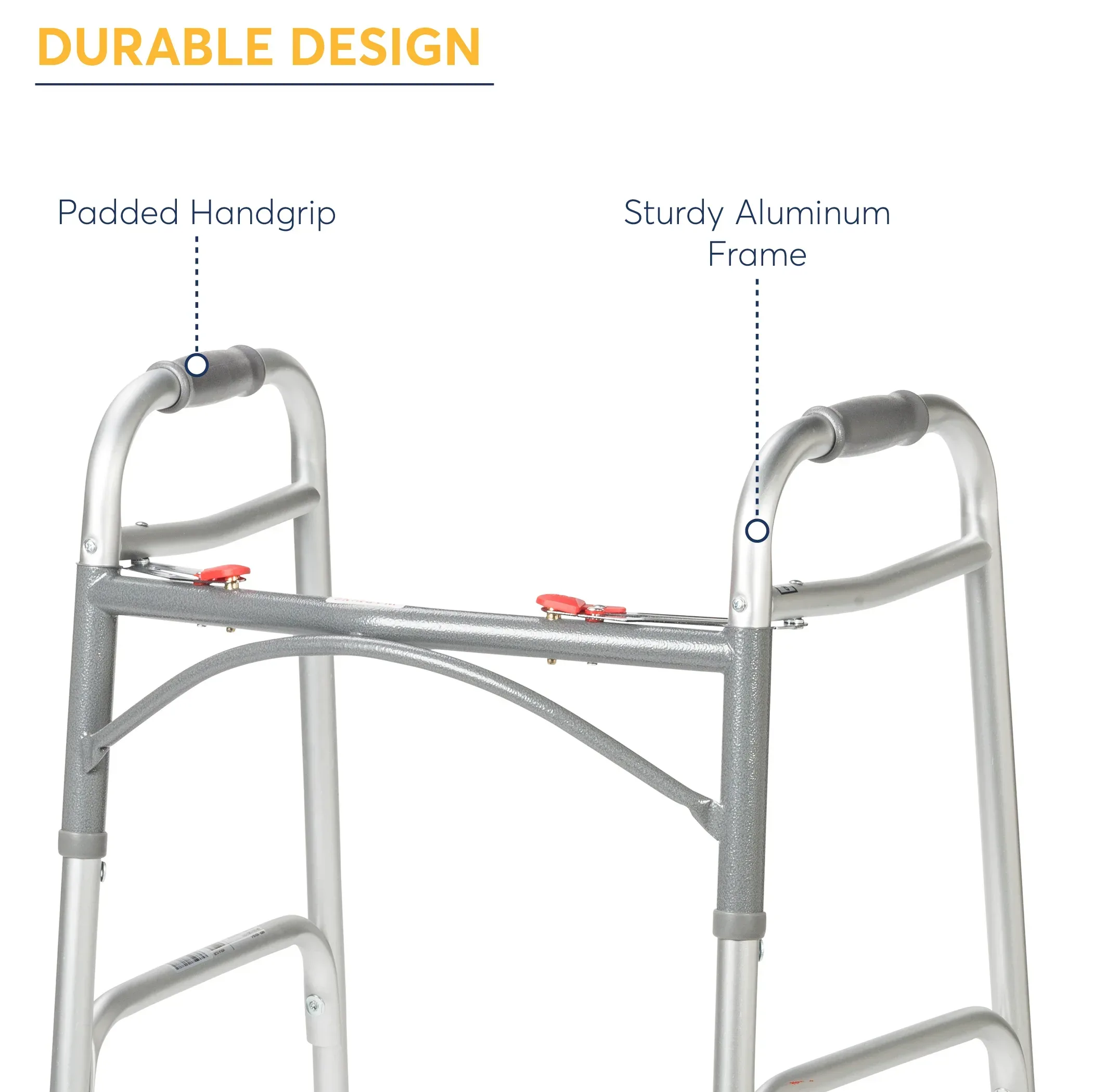 Drive Medical Deluxe Two Button Folding Walker with Wheels - Image 3