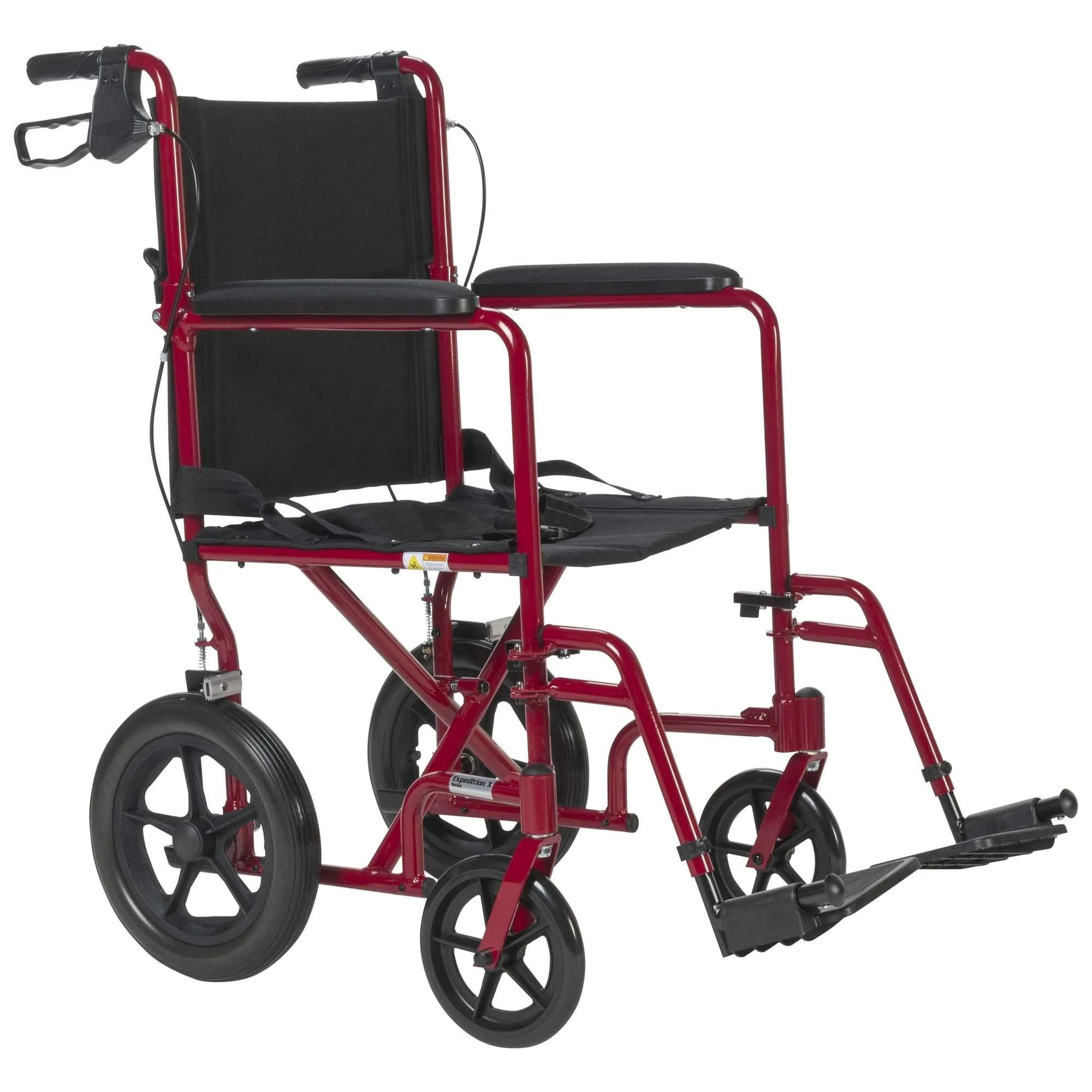 Drive Medical Lightweight Expedition Transport Wheelchair with Hand Brakes, 19" Seat Red - Image 4