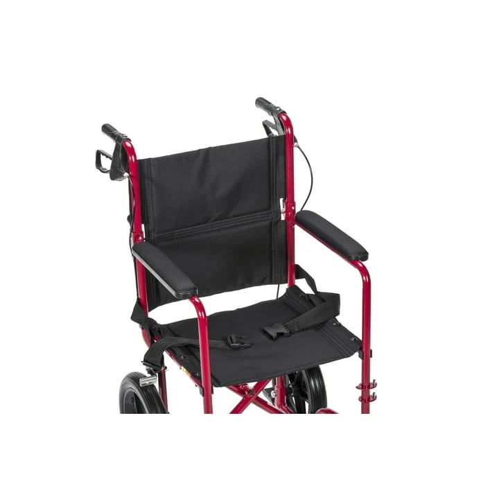 Drive Medical Lightweight Expedition Transport Wheelchair with Hand Brakes, 19" Seat Red - Image 6