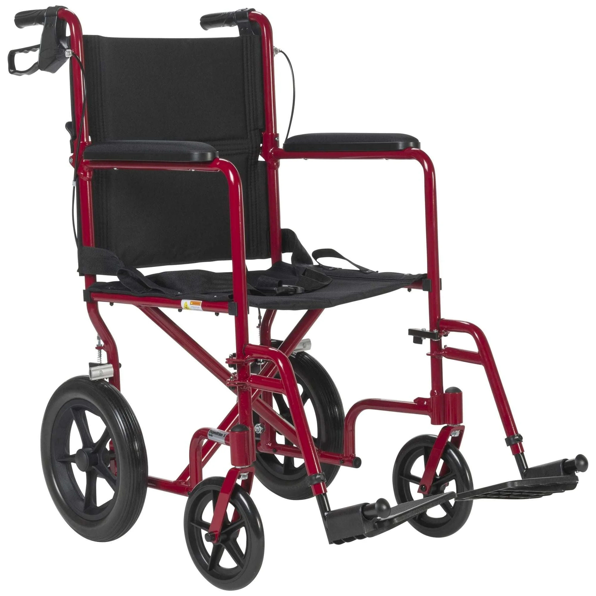 Drive Medical Lightweight Expedition Transport Wheelchair with Hand Brakes, 19" Seat Red - Image 9
