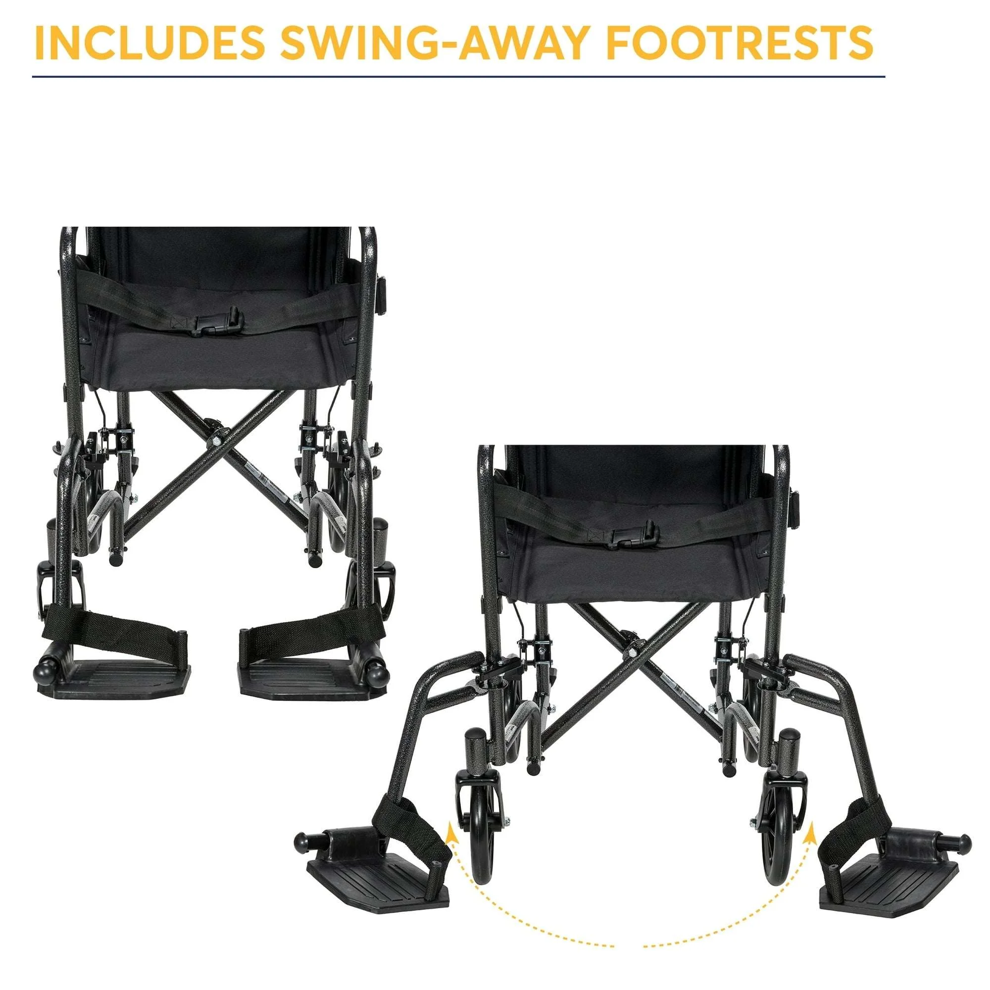 Drive Medical Lightweight Steel Transport Wheelchair, Fixed Full Arms, 19" Seat - Image 4