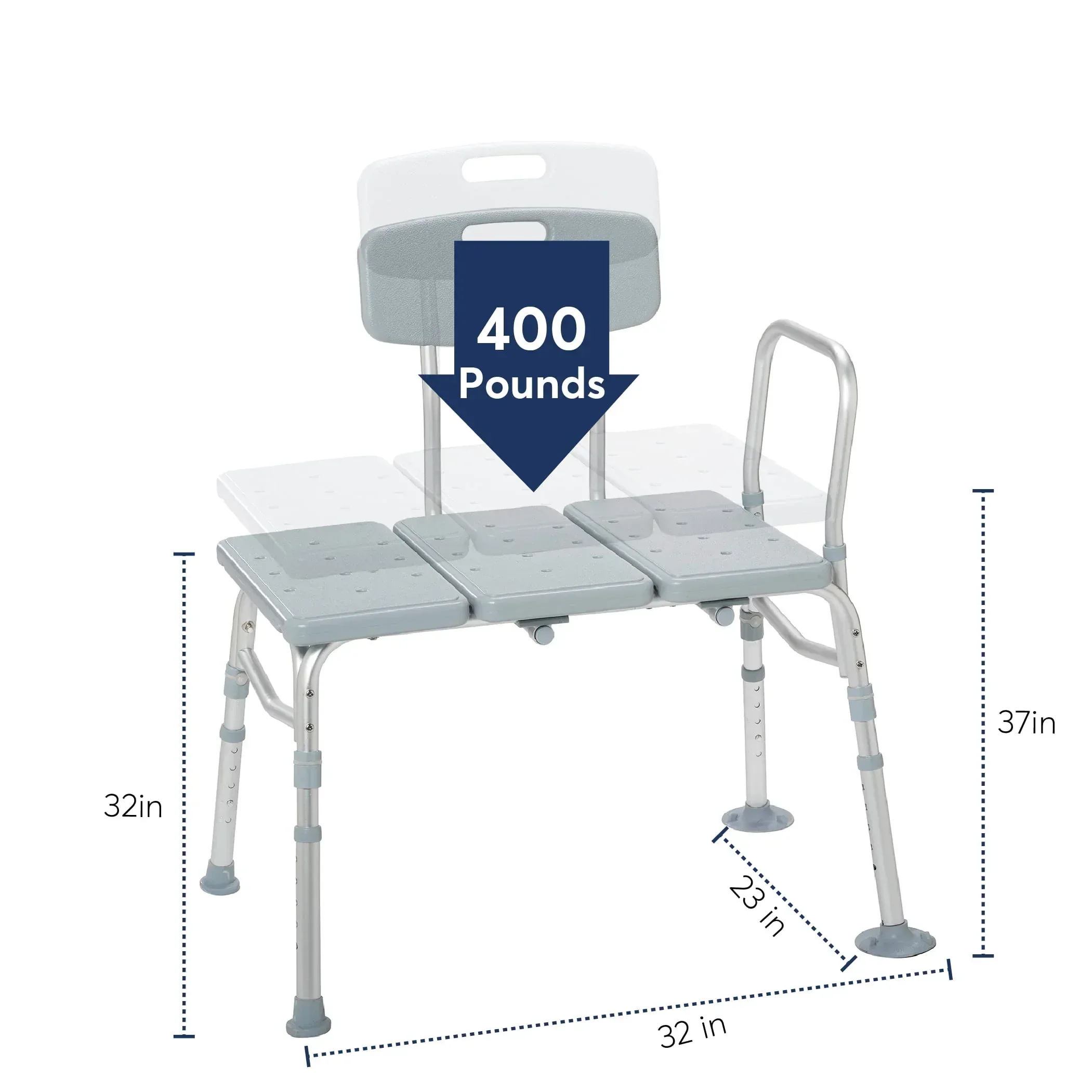 Drive Medical Plastic Tub Transfer Bench with Adjustable Backrest - Image 2