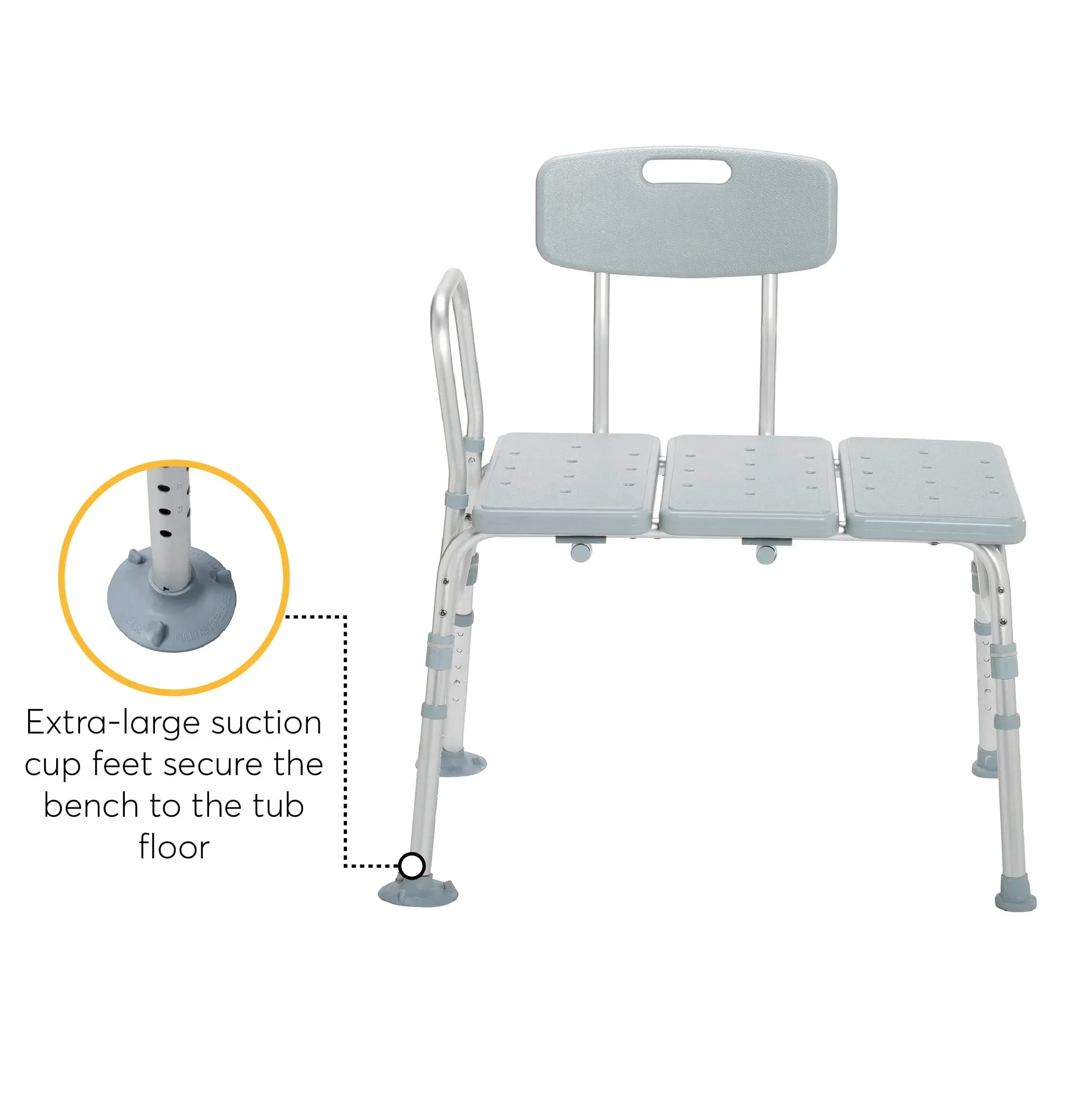 Drive Medical Plastic Tub Transfer Bench with Adjustable Backrest - Image 3