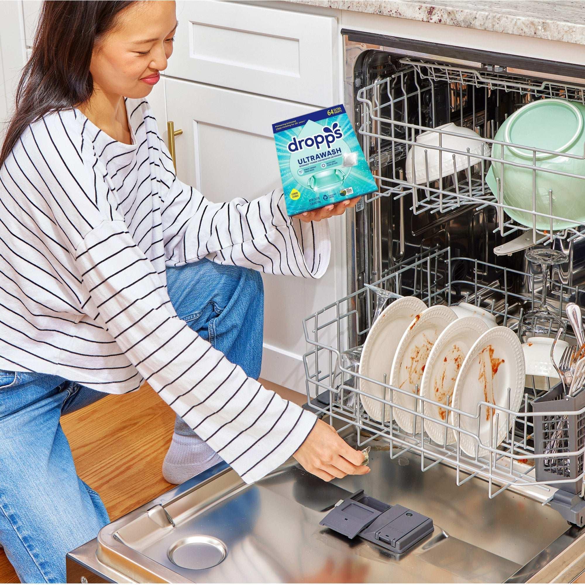 Dropps Ultrawash Biobased* Power Dishwasher Detergent Pacs, Lemon Citrus, 128-count - Image 3