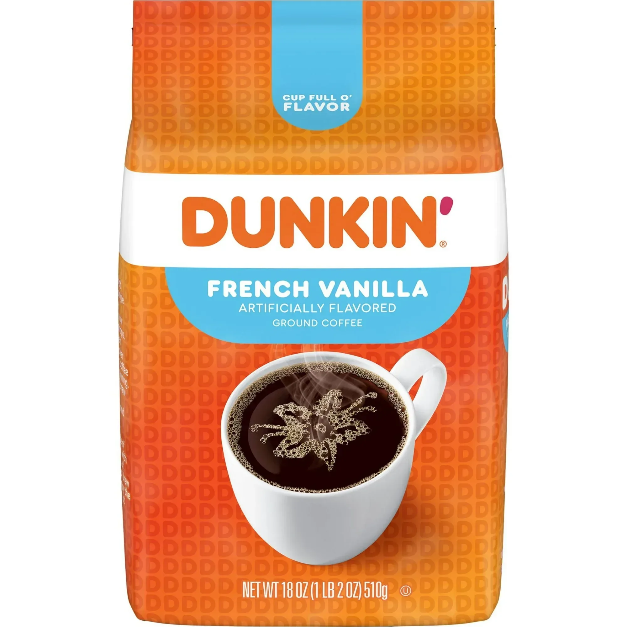 Dunkin’ French Vanilla Artificially Flavored Ground Coffee, 18 oz Bag