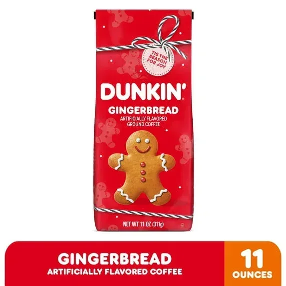 Dunkin’ Gingerbread Artificially Flavored Coffee, Ground Coffee, 11 oz Bag - Image 2