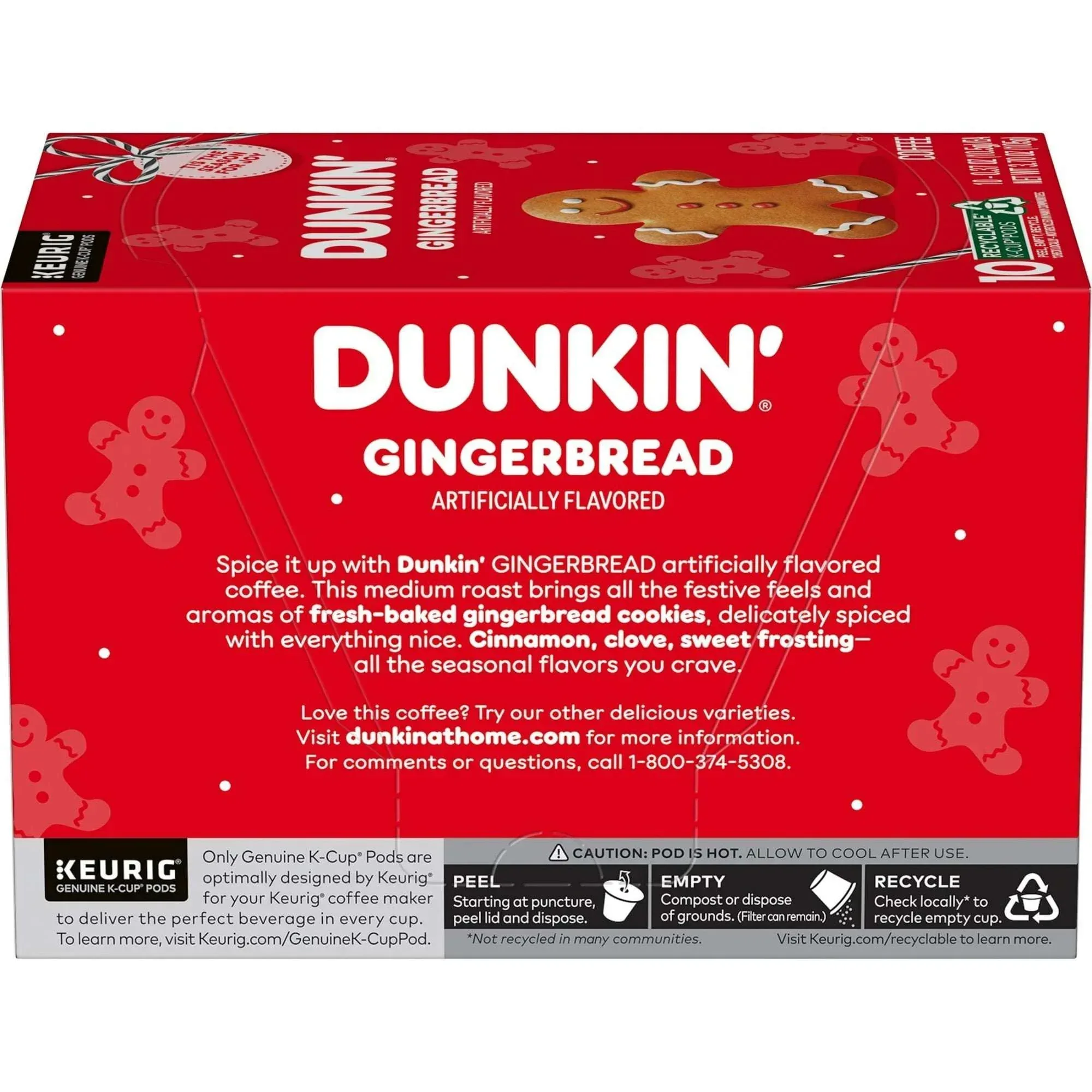 Dunkin’ Gingerbread Artificially Flavored Coffee, K Cup Pods, 10 Ct. - Image 2