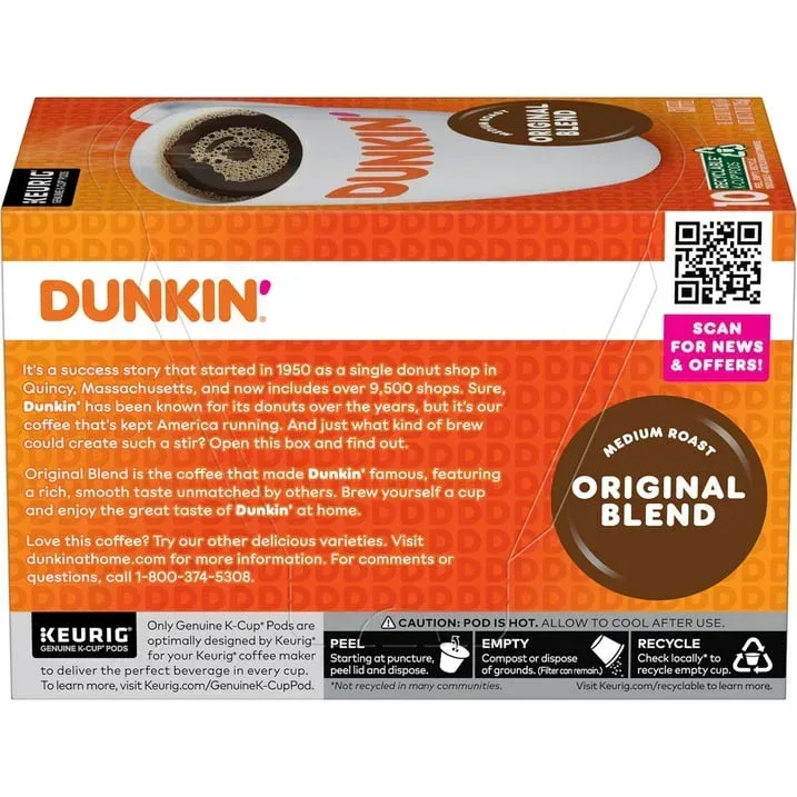 Dunkin’ Original Blend Medium Roast Coffee, Keurig K Cup Pods, 10 Count Box - Image 8