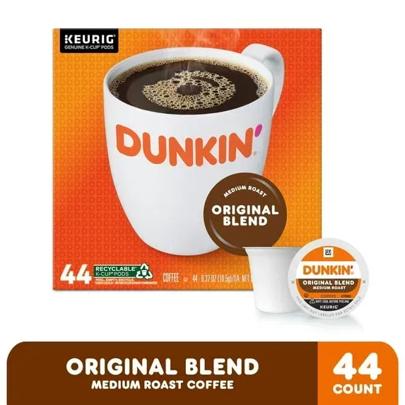 Dunkin’ Original Blend Medium Roast Coffee, Keurig K Cup Pods, 44 Count Box - Image 2
