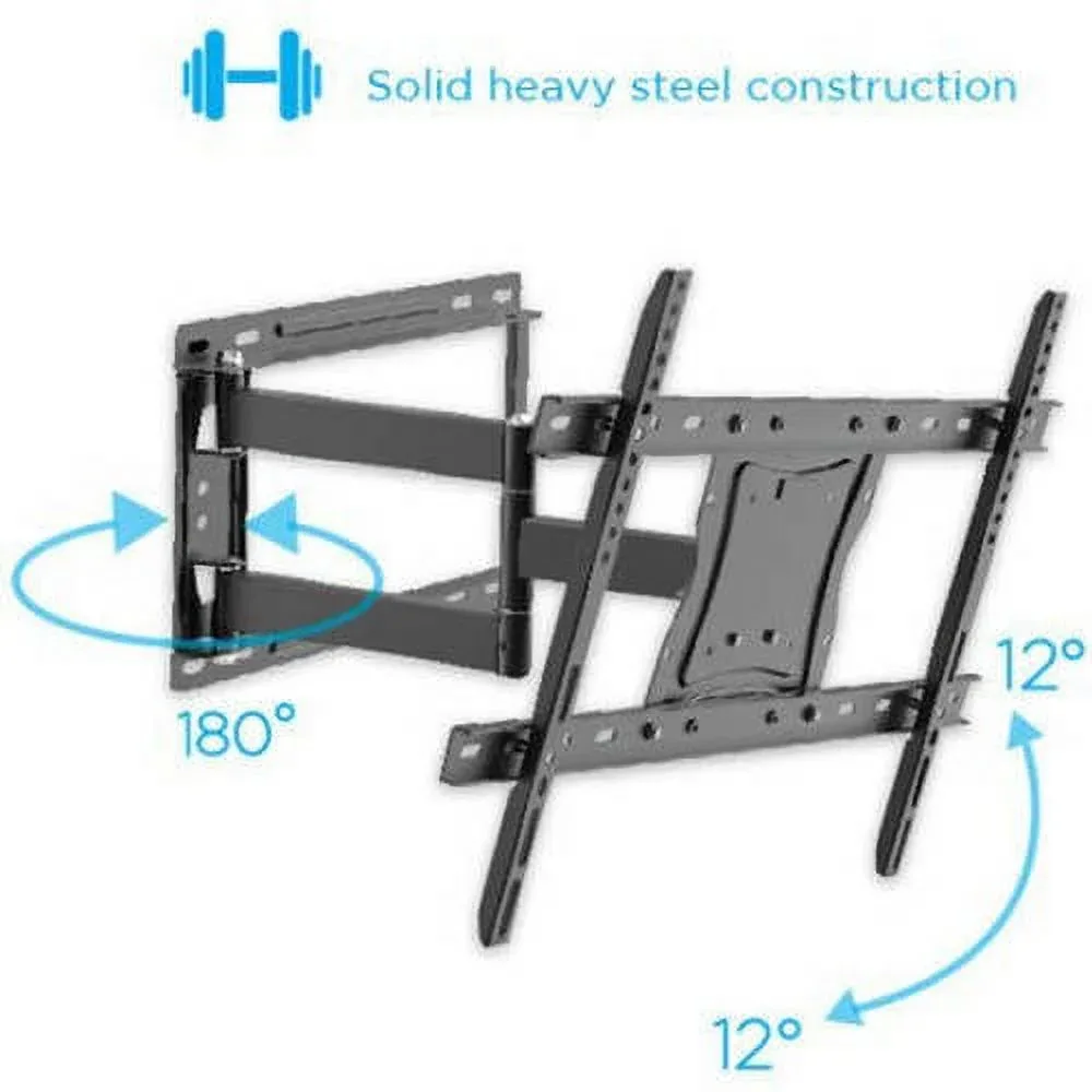 DuraPro Full-Motion Articulating, Tilt/Swivel, Universal Wall Mount Kit for 19" to 84" TVs + Bonus HDMI Cable (DRP800FN) - Image 7