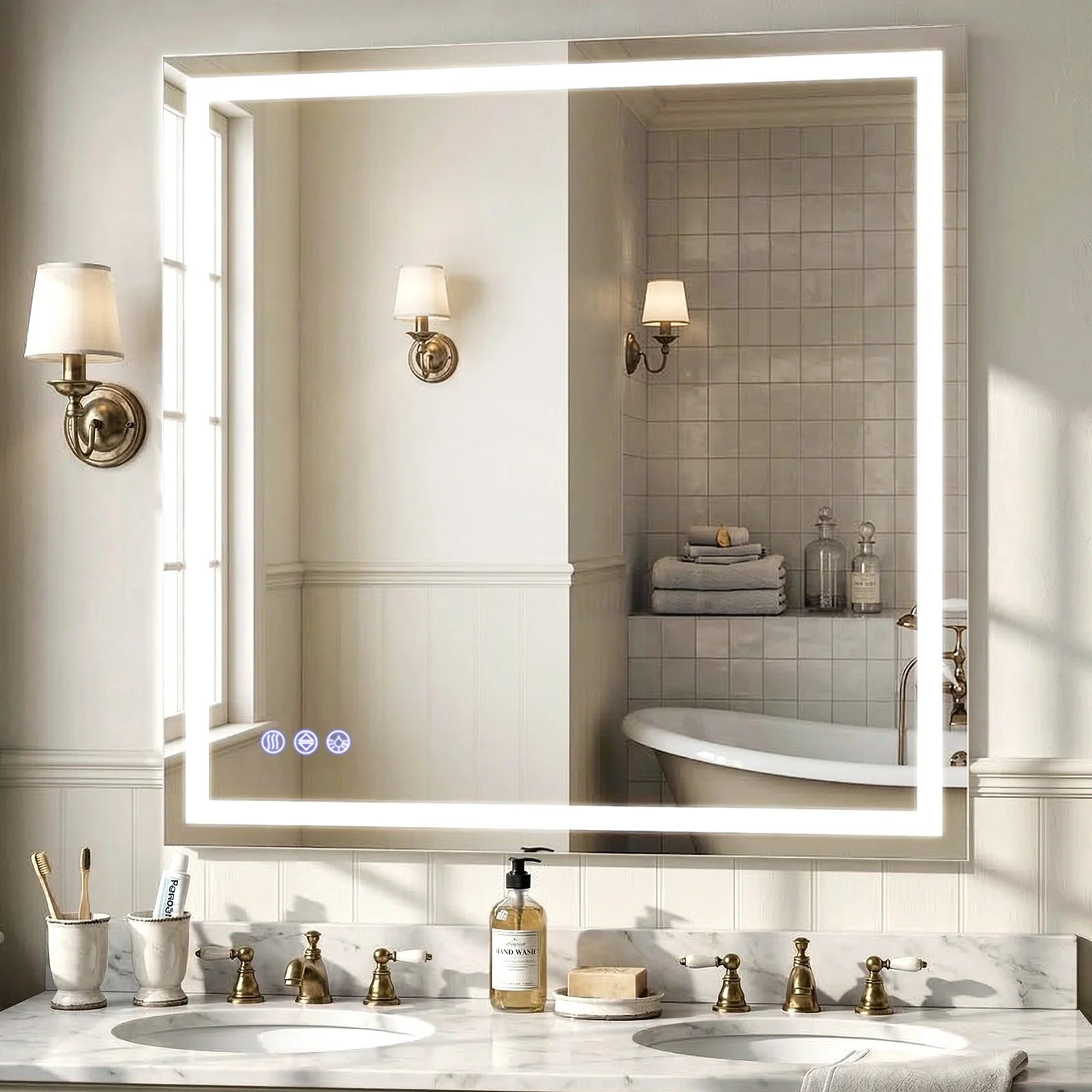 Easy4Home 24"x32" LED Bathroom Mirror Wall Mounted Anti-Fog Vanity Mirror with Adjustable Lights, White - Image 10