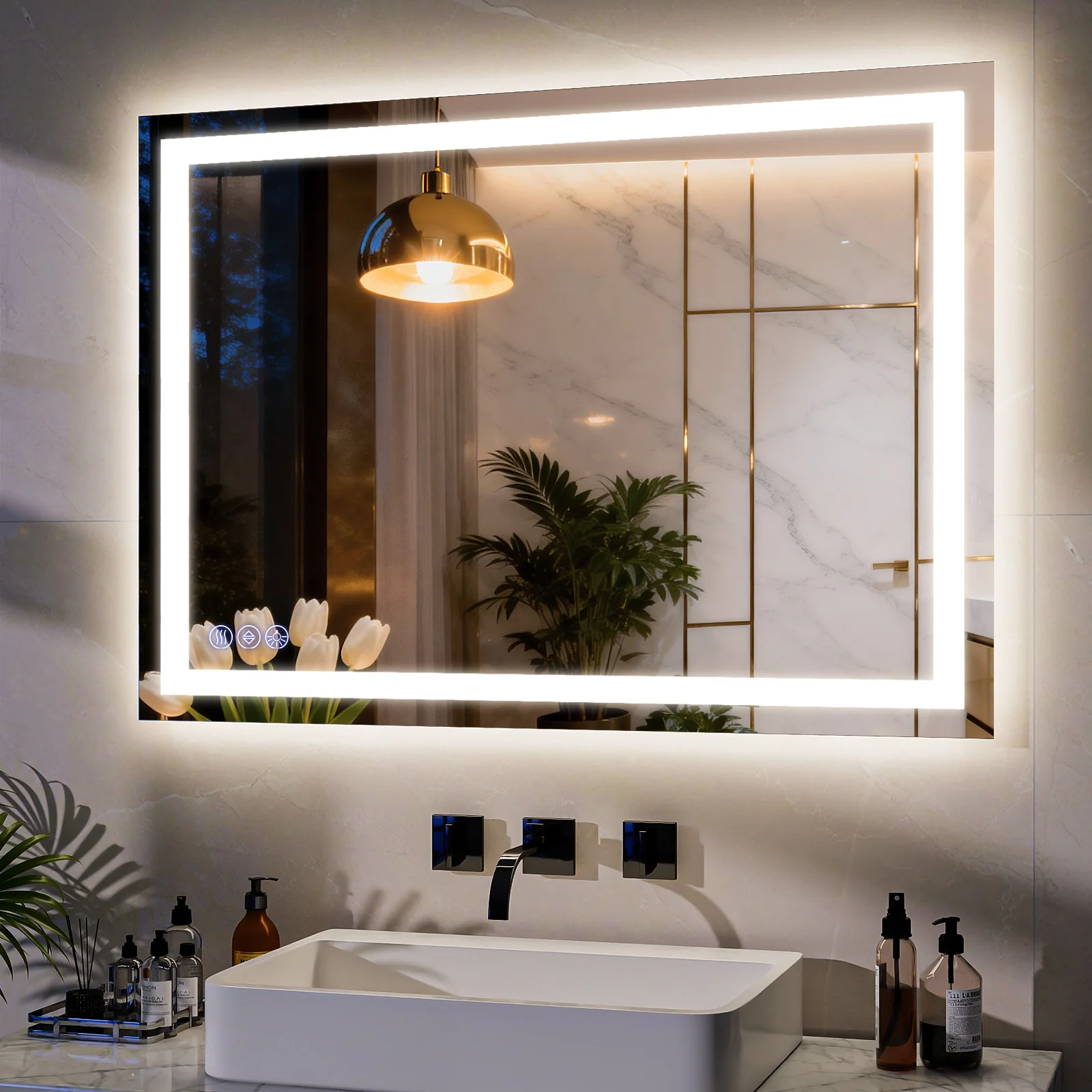 Easy4Home 24"x32" LED Bathroom Mirror Wall Mounted Anti-Fog Vanity Mirror with Adjustable Lights, White - Image 11