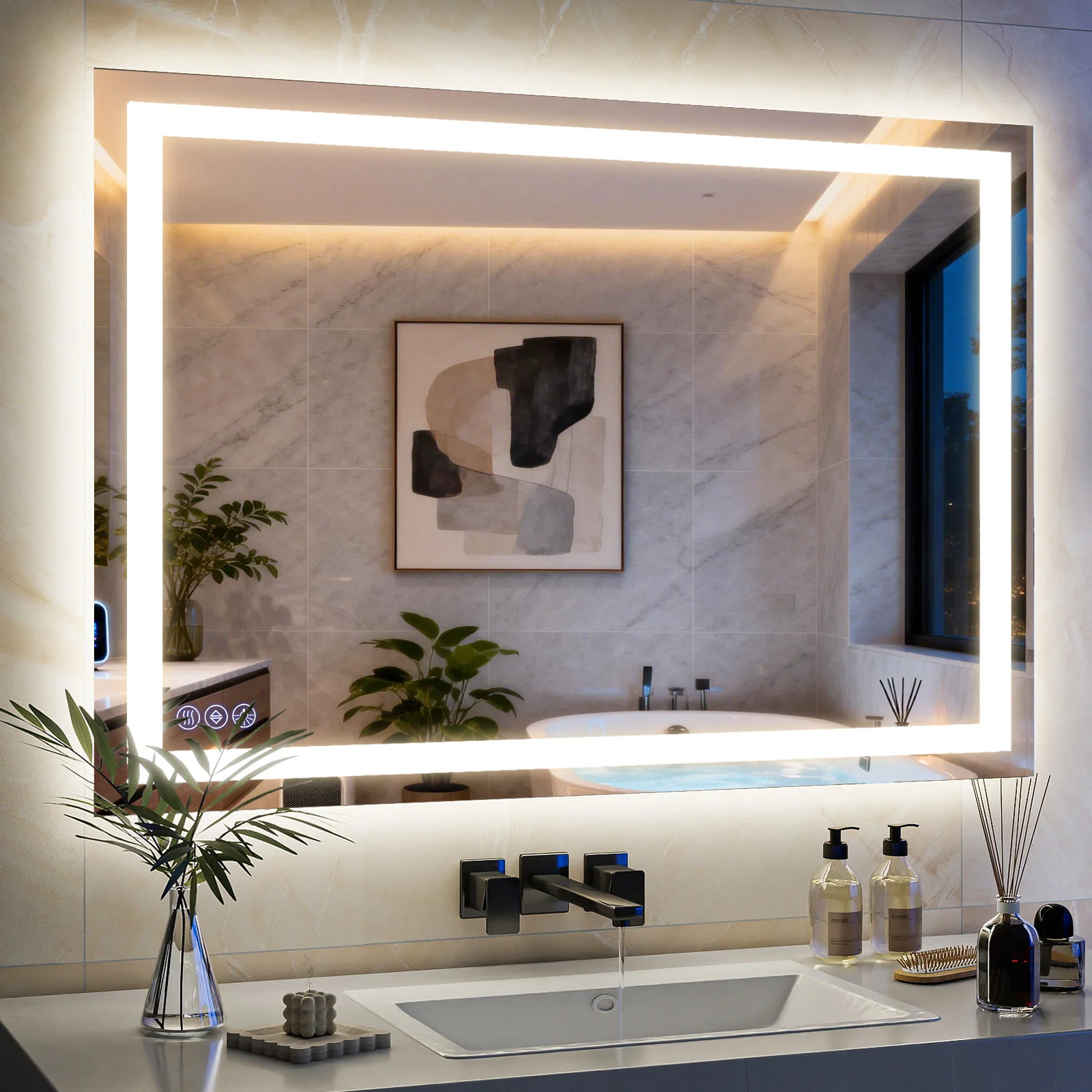 Easy4Home 24"x32" LED Bathroom Mirror Wall Mounted Anti-Fog Vanity Mirror with Adjustable Lights, White - Image 12