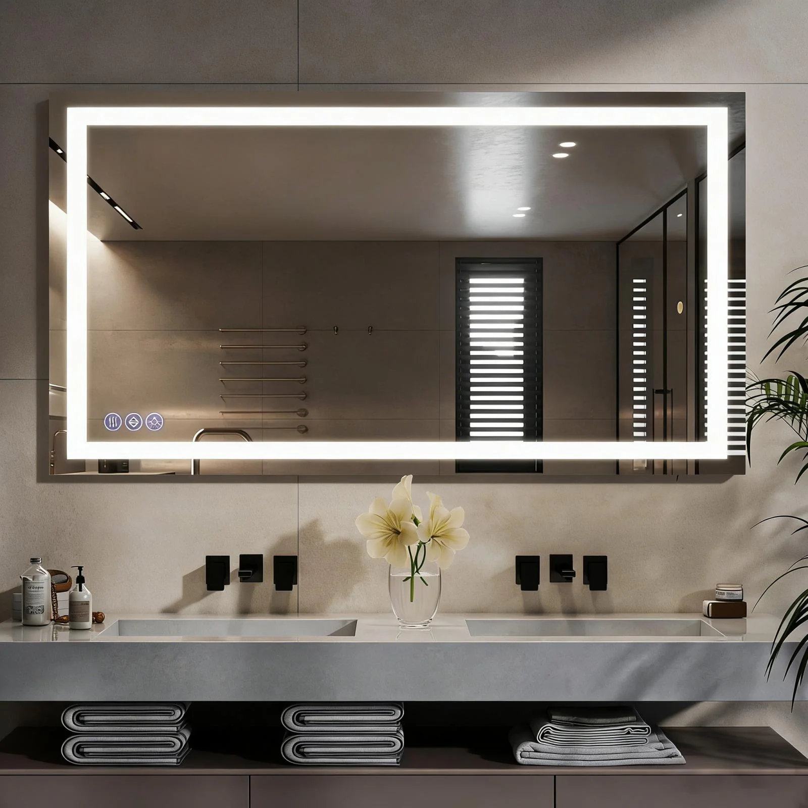 Easy4Home 24"x32" LED Bathroom Mirror Wall Mounted Anti-Fog Vanity Mirror with Adjustable Lights, White - Image 13