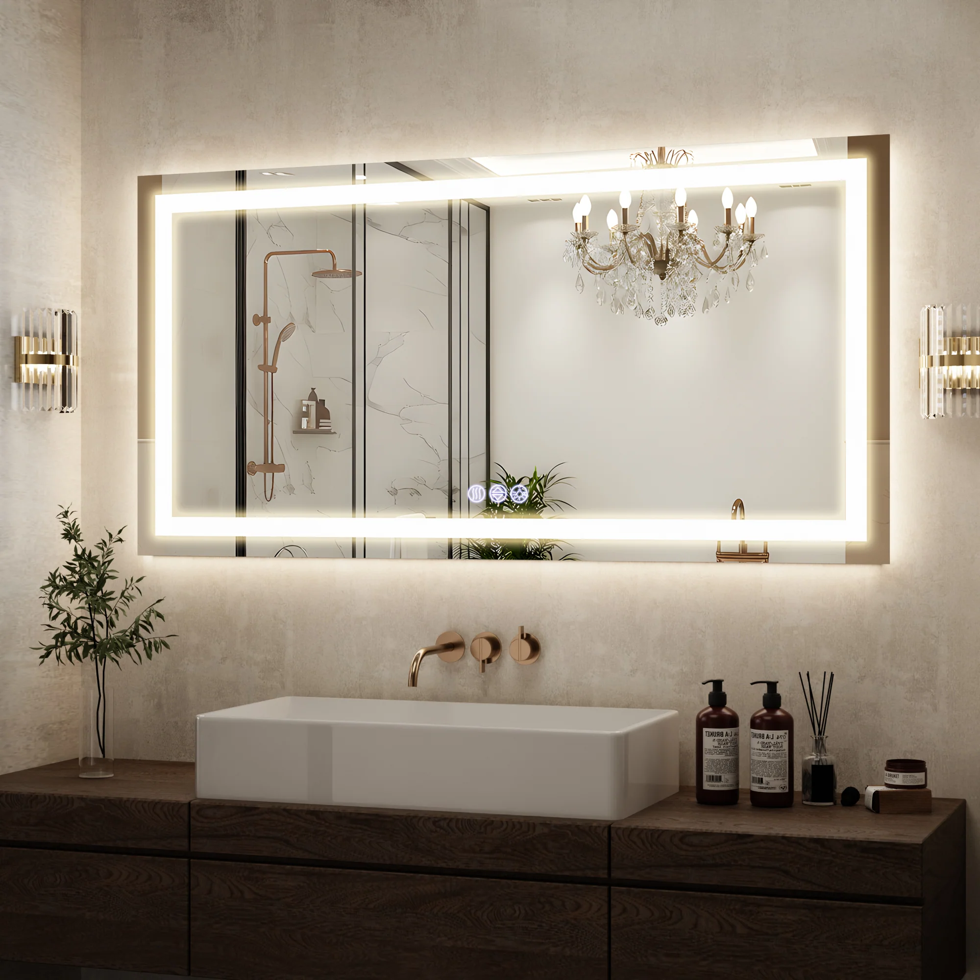 Easy4Home 24"x32" LED Bathroom Mirror Wall Mounted Anti-Fog Vanity Mirror with Adjustable Lights, White - Image 8