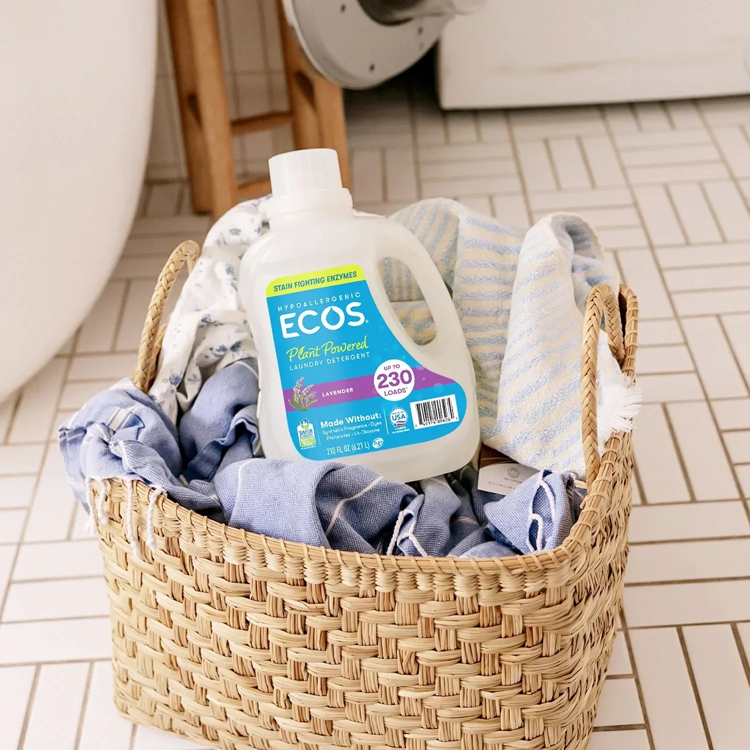 ECOS Hypoallergenic Liquid Laundry Detergent + Enzymes, Lavender Scent, 230 loads, 210 fl. oz. - Image 2