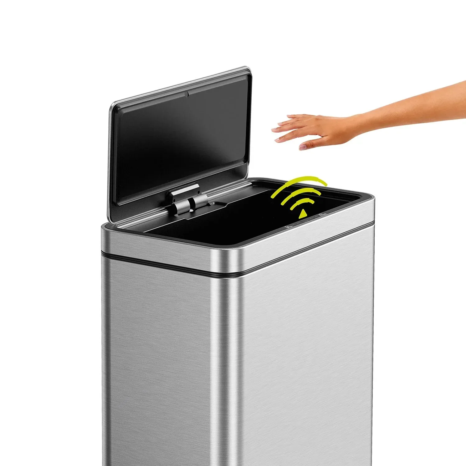 EKO Matte Stainless Steel Motion Sensor Kitchen Trash Can 13.2 Gallon - Image 2