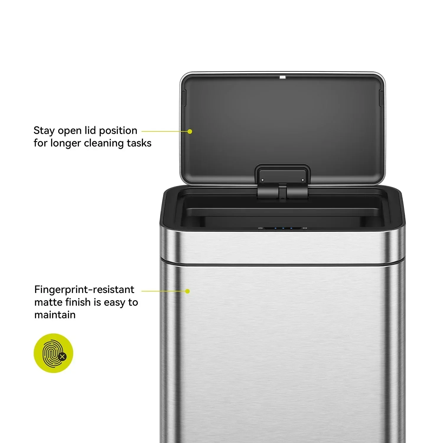 EKO Matte Stainless Steel Motion Sensor Kitchen Trash Can 13.2 Gallon - Image 5