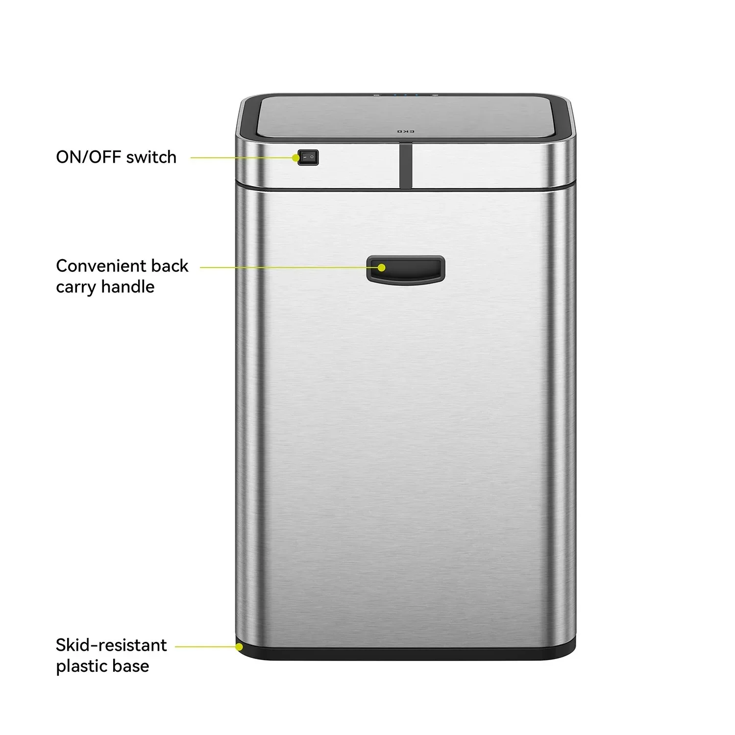 EKO Matte Stainless Steel Motion Sensor Kitchen Trash Can 13.2 Gallon - Image 7