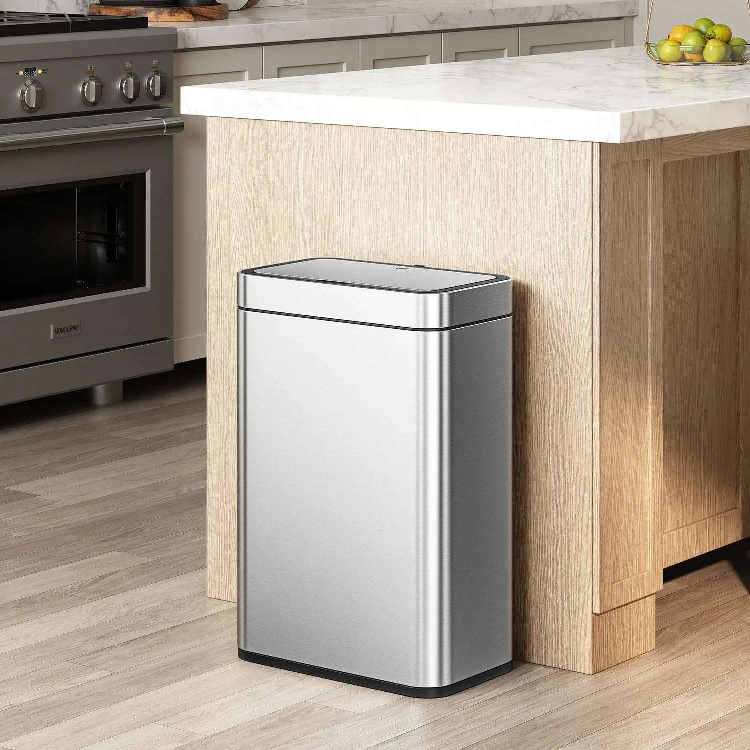 EKO Matte Stainless Steel Motion Sensor Kitchen Trash Can 13.2 Gallon - Image 9