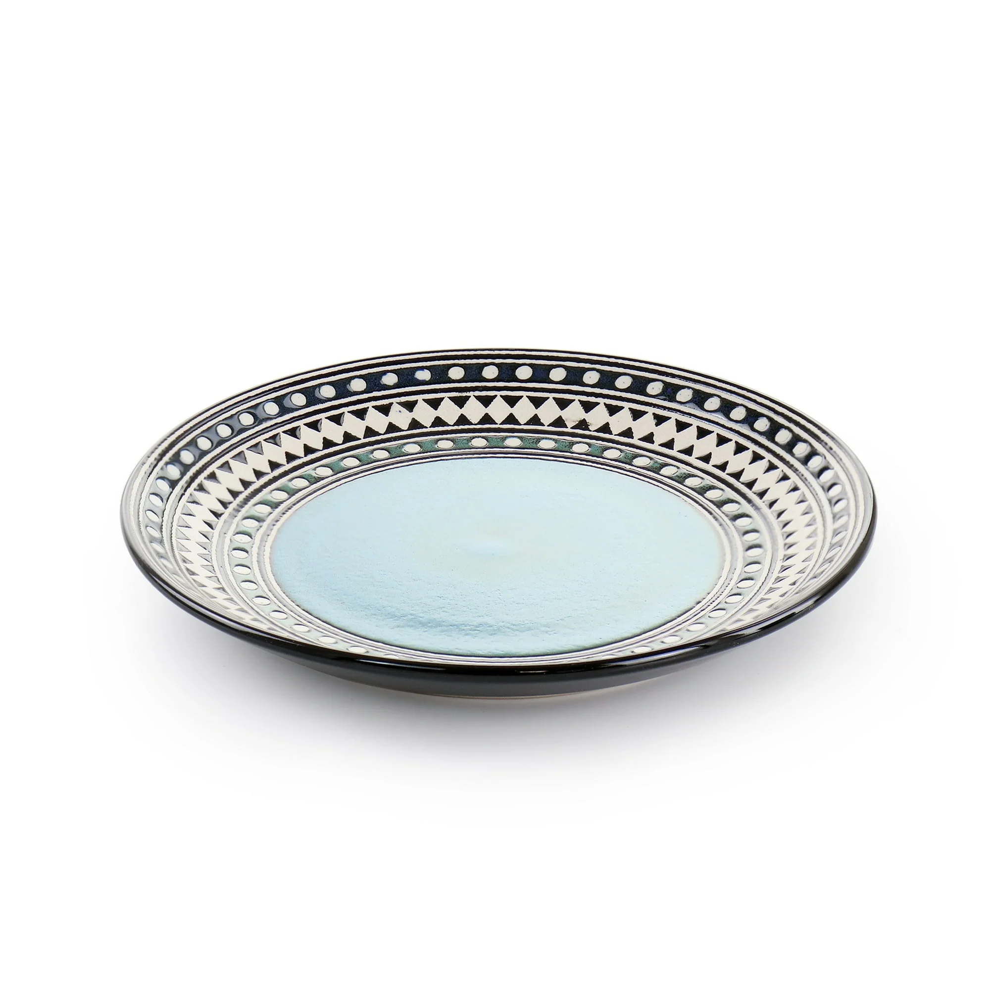 Elama Blue Sage 16 Piece Double Bowl Stoneware Dinnerware Set in Blue - Image 4