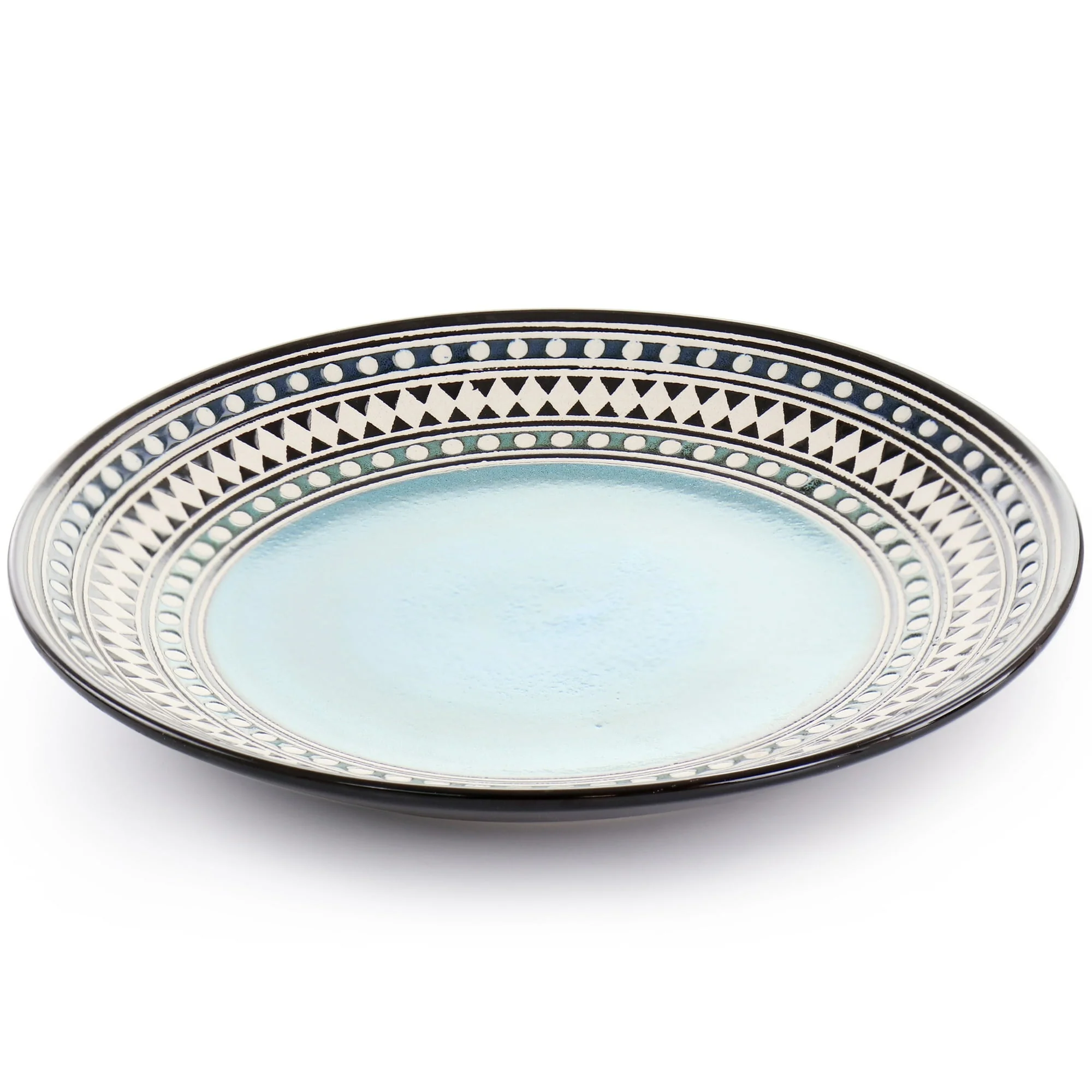 Elama Blue Sage 16 Piece Double Bowl Stoneware Dinnerware Set in Blue - Image 5