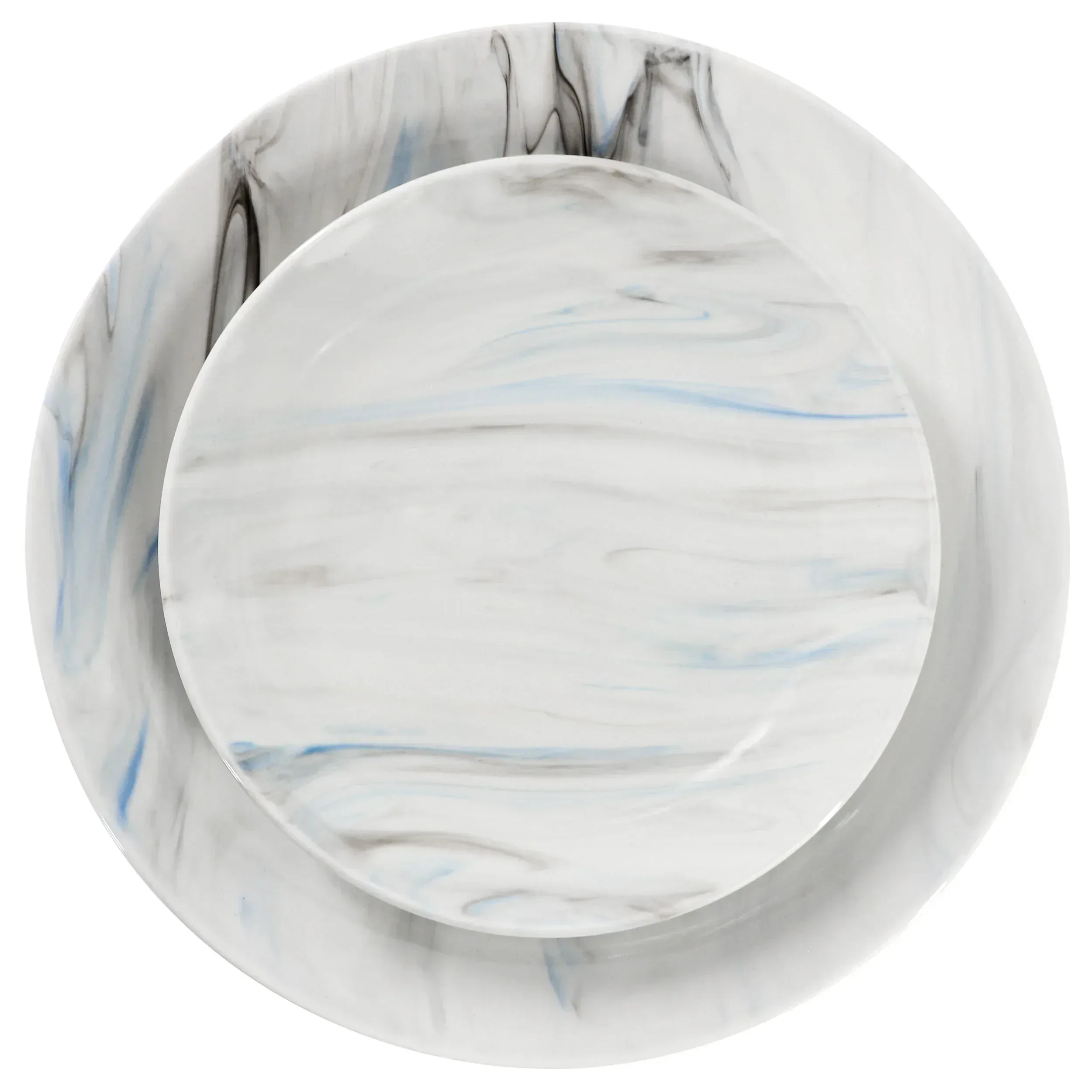 Elama Fine Marble 16 Piece Porcelain Dinnerware Set in Blue and Gray, Service for 4 - Image 3
