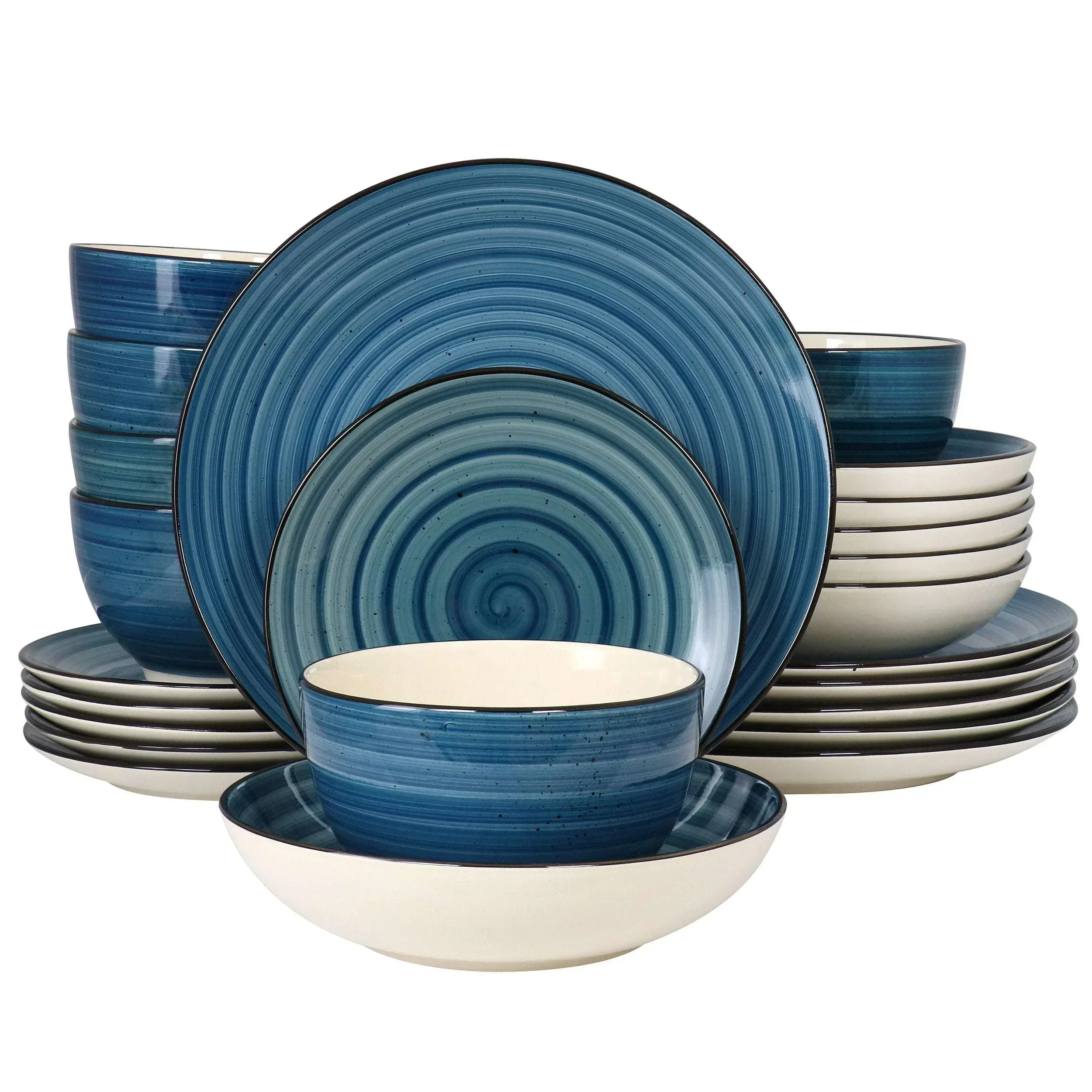 Elama Gia 24 Piece Stoneware Dinnerware Set in Cream - Image 8