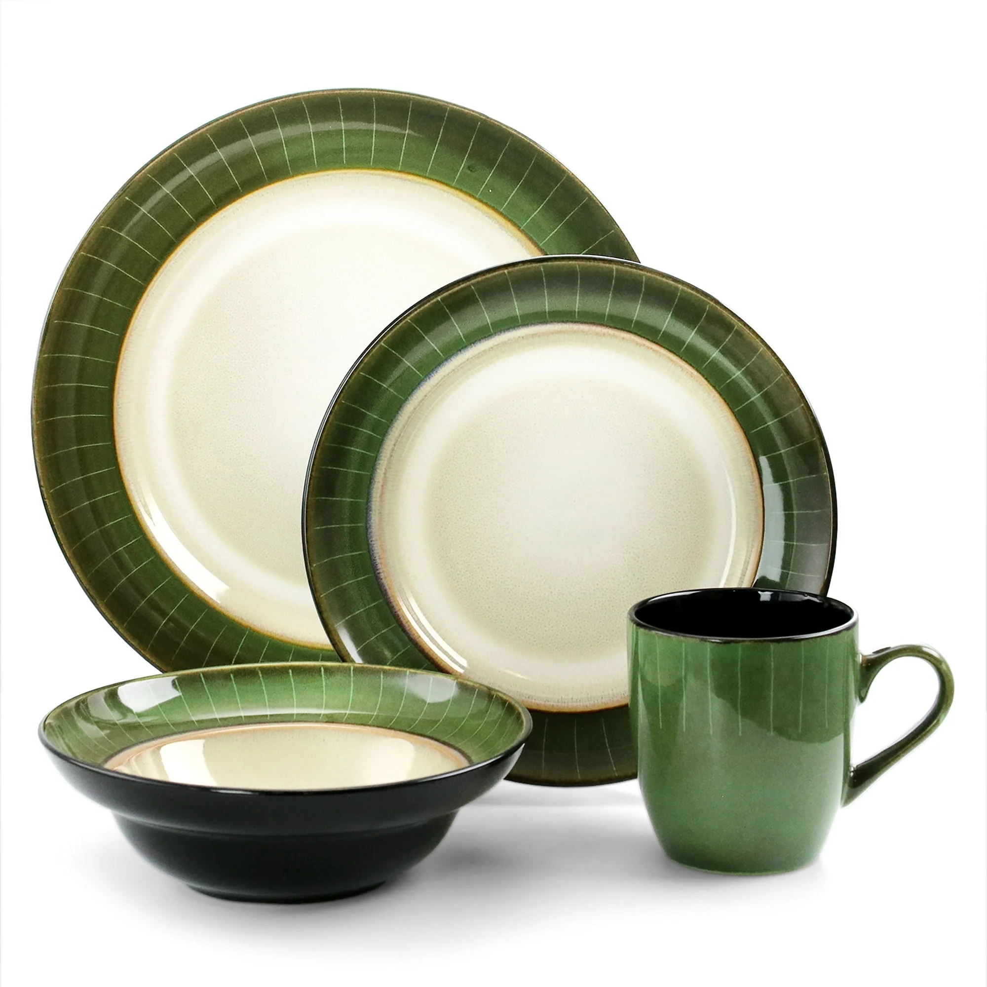 Elama Grand Jade 16 Piece Stoneware Dinnerware Set - Image 4