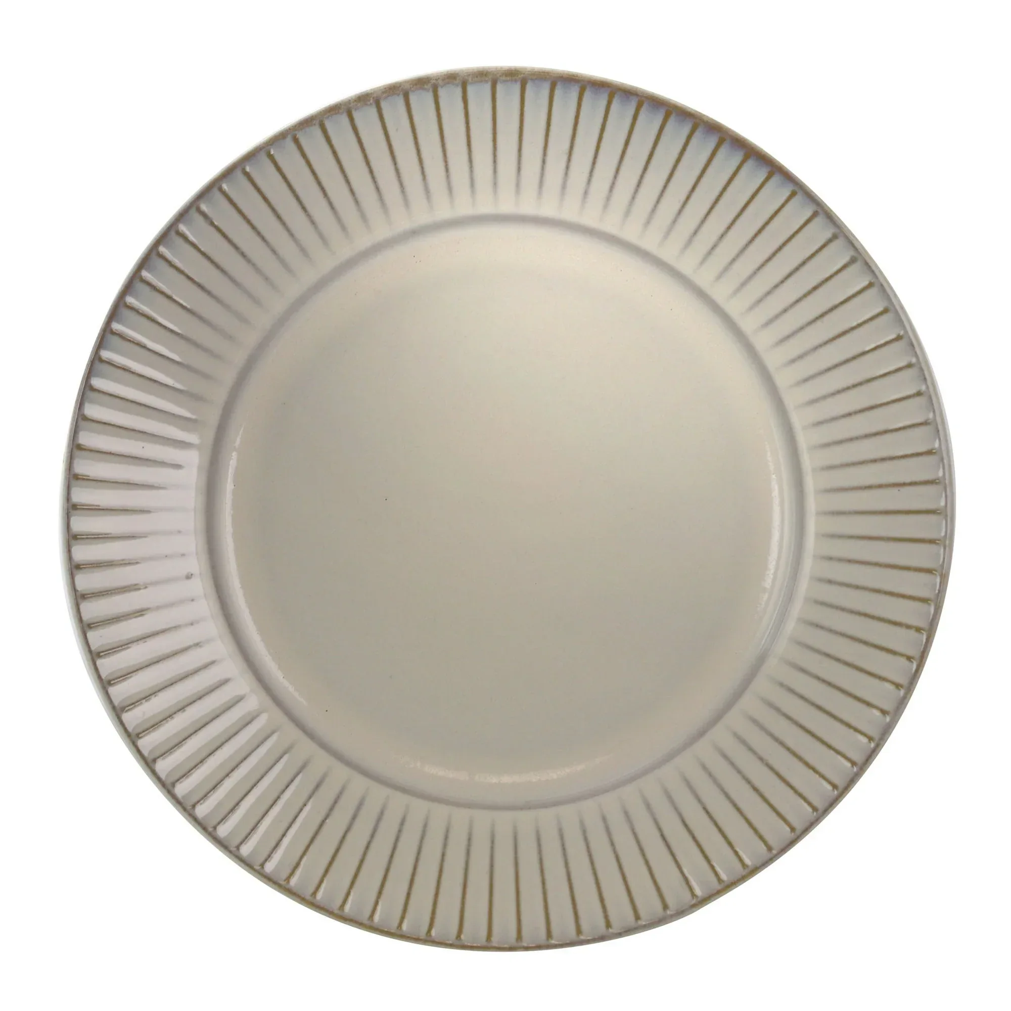 Elama Market Finds 16 Piece Round Stoneware Dinnerware Set in Embossed White - Image 2