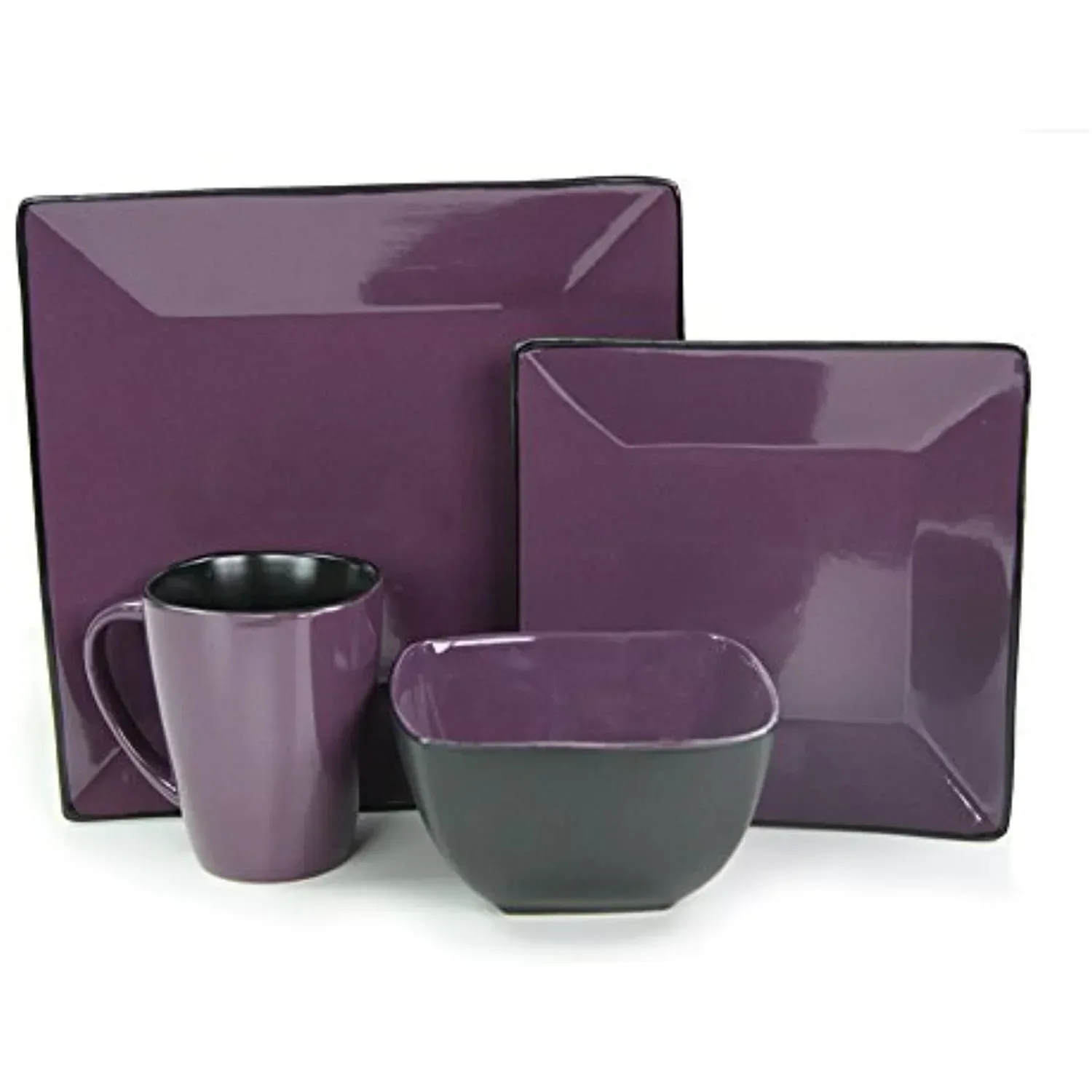 Elama Mulberry Loft 16 Piece Modern Premium Stoneware Dinnerware Set for 4 - Image 6