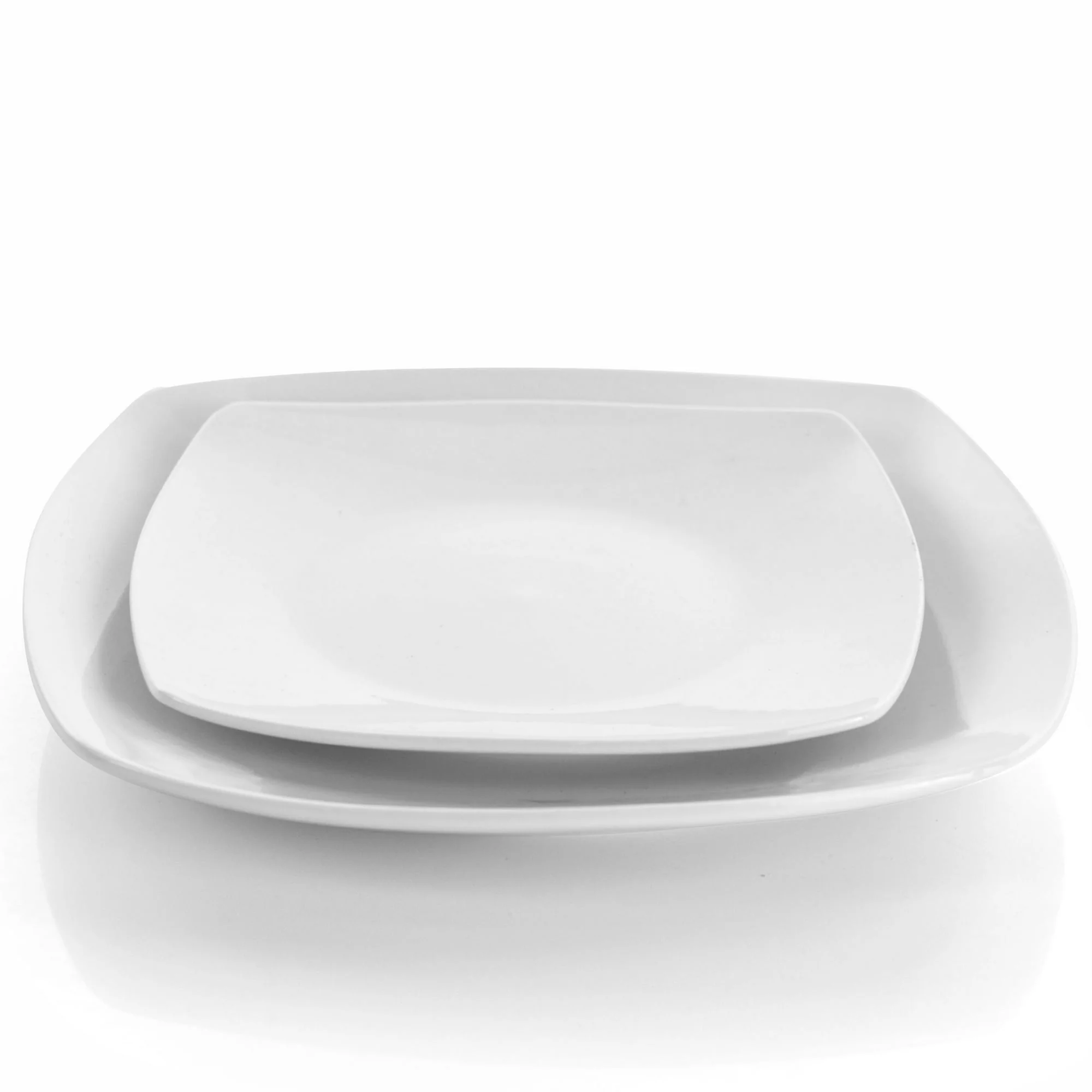 Elama Newman 18 Piece Square Porcelain Dinnerware Set in White - Image 4